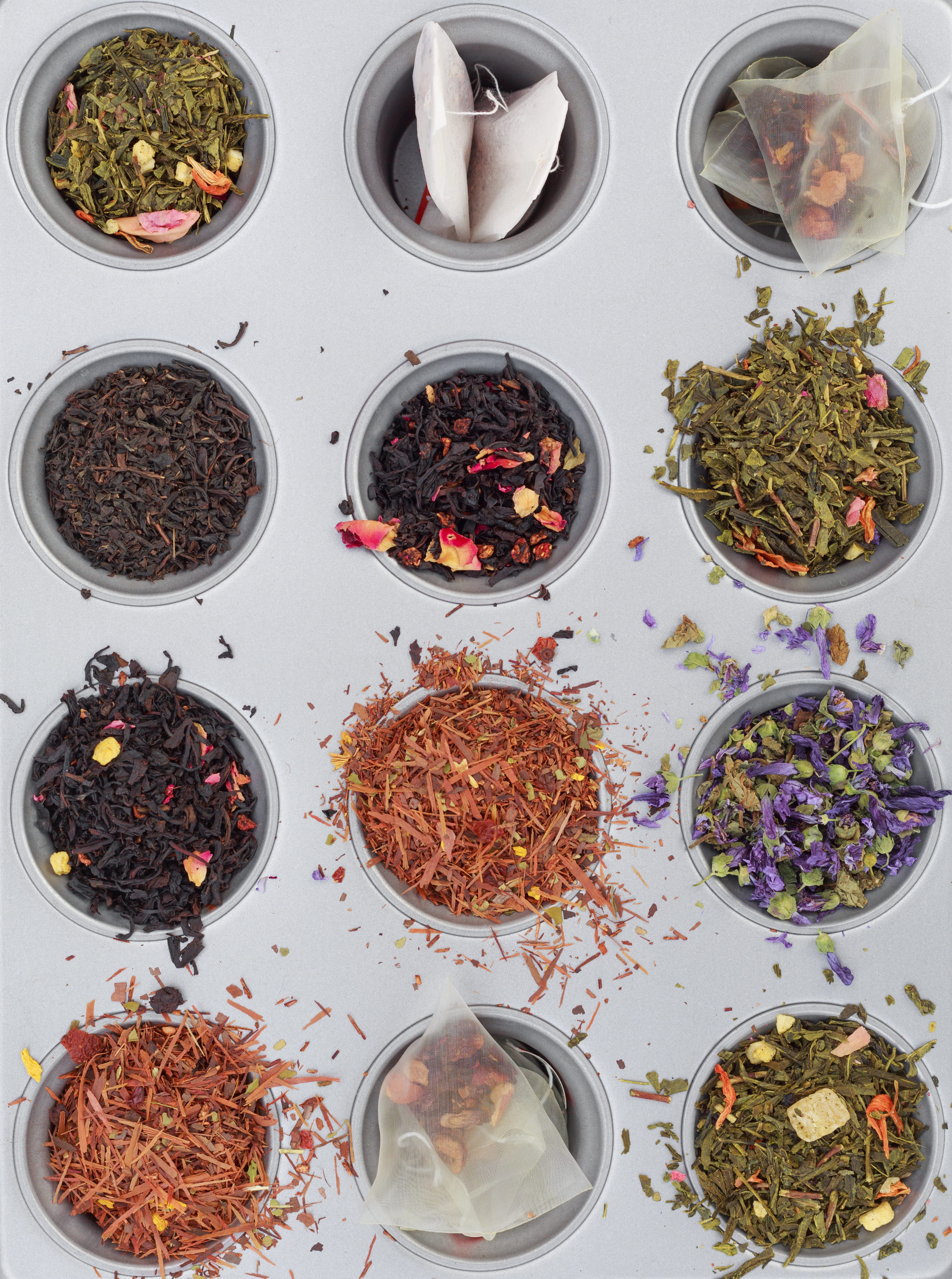 assorted, Tea, Healthy, food, wellbeing, eating utensil, dry, spoon, food and drink, from above, leaf, oolong, bowl, different, toppings, 4K, Variety, Phone HD Wallpaper