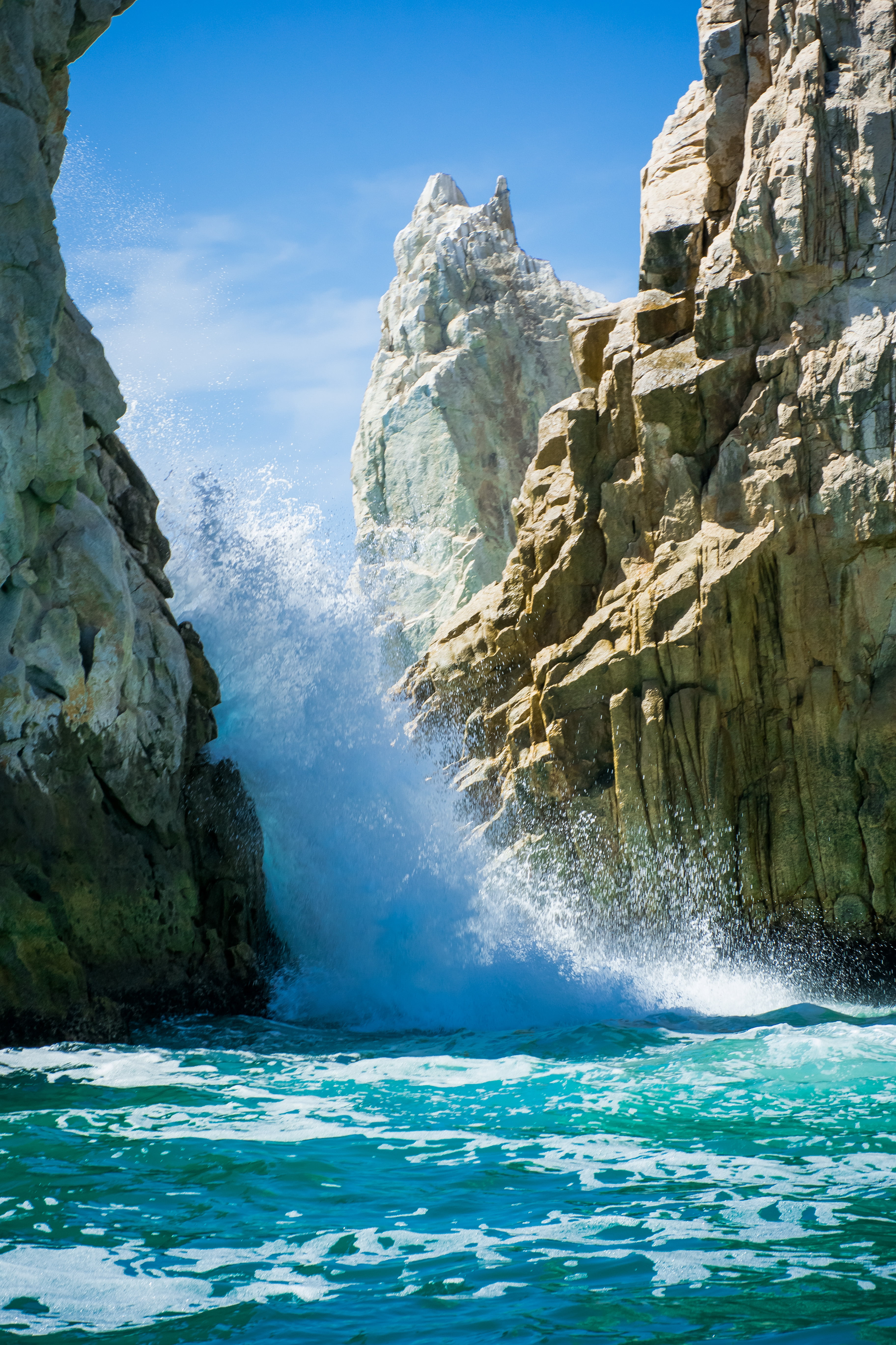 rocks, bonita, vacation, cliff, water, waves, scenics, 5K, rock - Object, Crashing, sea, outdoors, seawaves, summer, landscape, Baja California Sur, los cabos, Phone HD Wallpaper