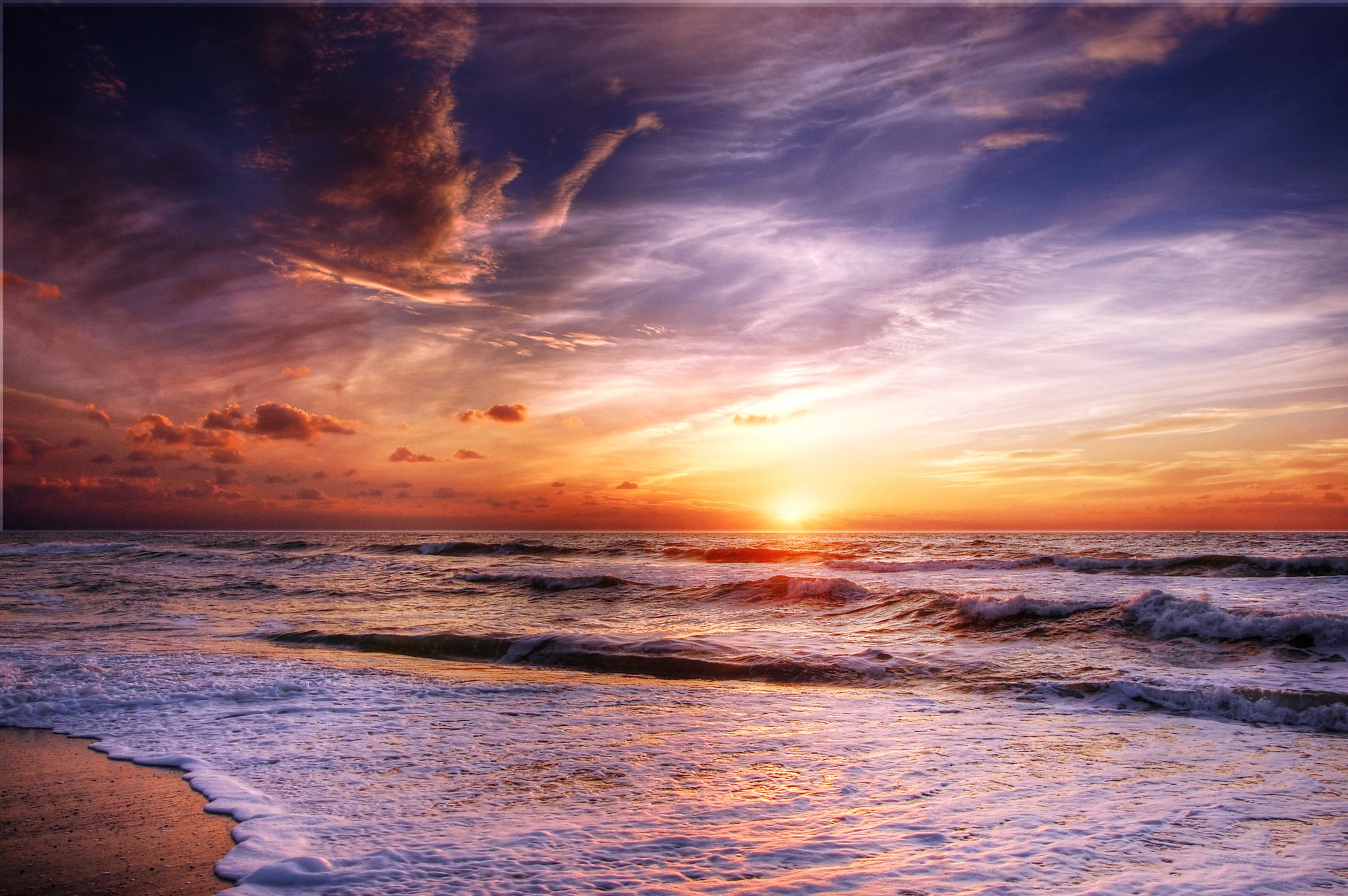 seawave, horizon, 2K, tranquil scene, summer holiday, tranquility, wave, sunbeam, no people, scenics, sea, wind, romance, hour, landscape, afterglow, holiday, HD Wallpaper