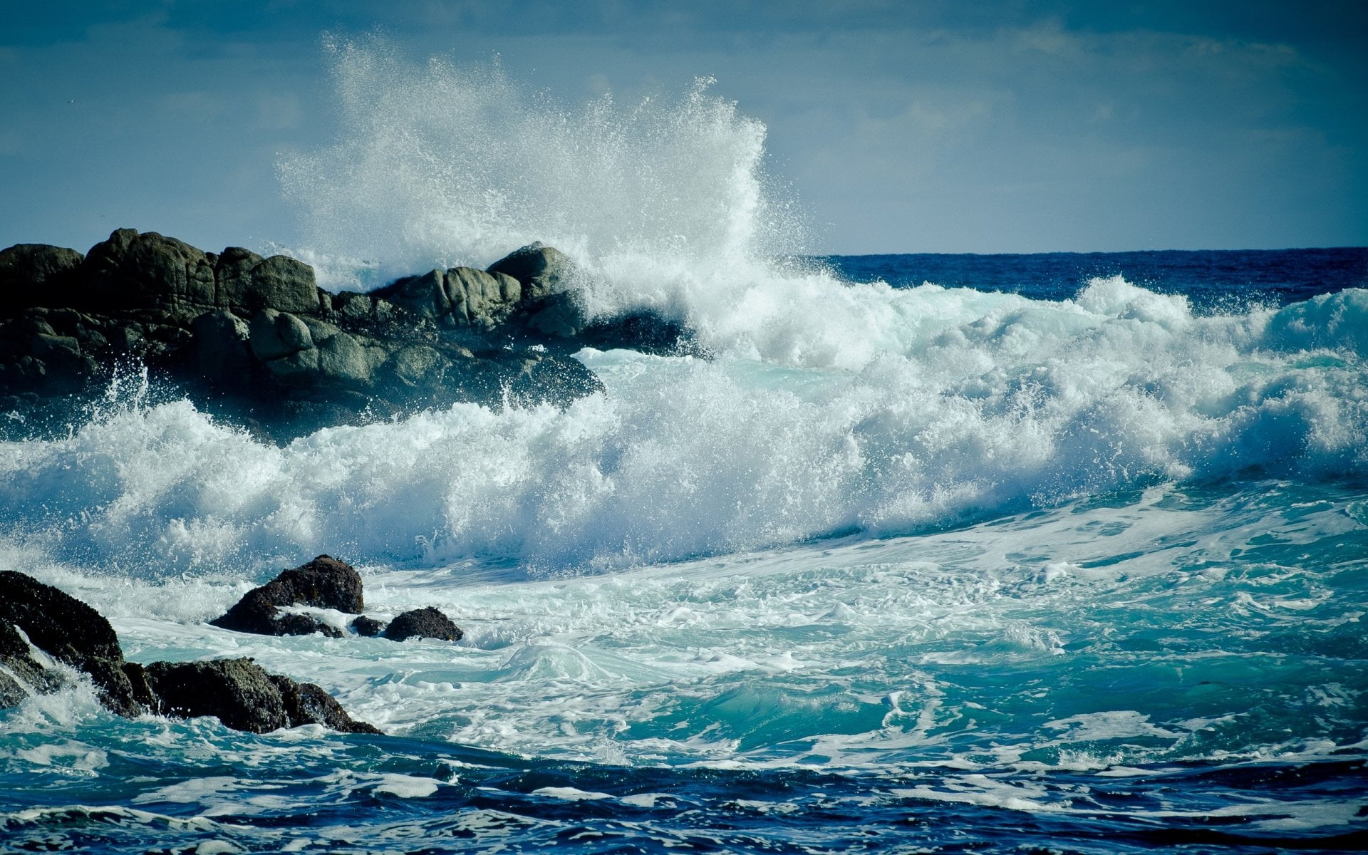  breaking, sport, crash, waterfront, rock - object, power in nature, horizon over water, water, Wave, rock, power, nature, sea, digital, flowing water, HD Wallpaper