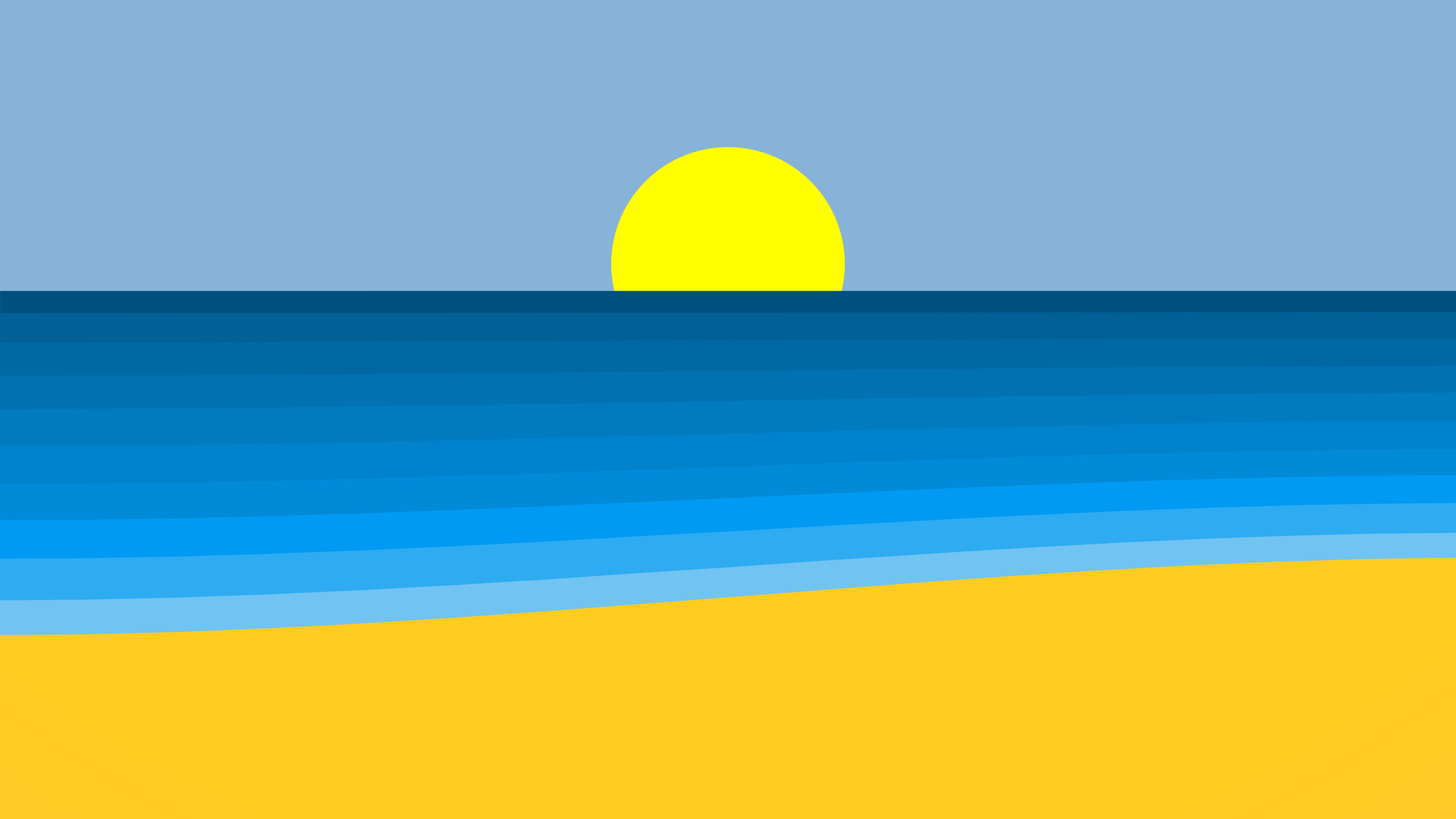 5K, Minimalist, Sun, Minimalism, Artistic, Ocean, Beach, HD Wallpaper