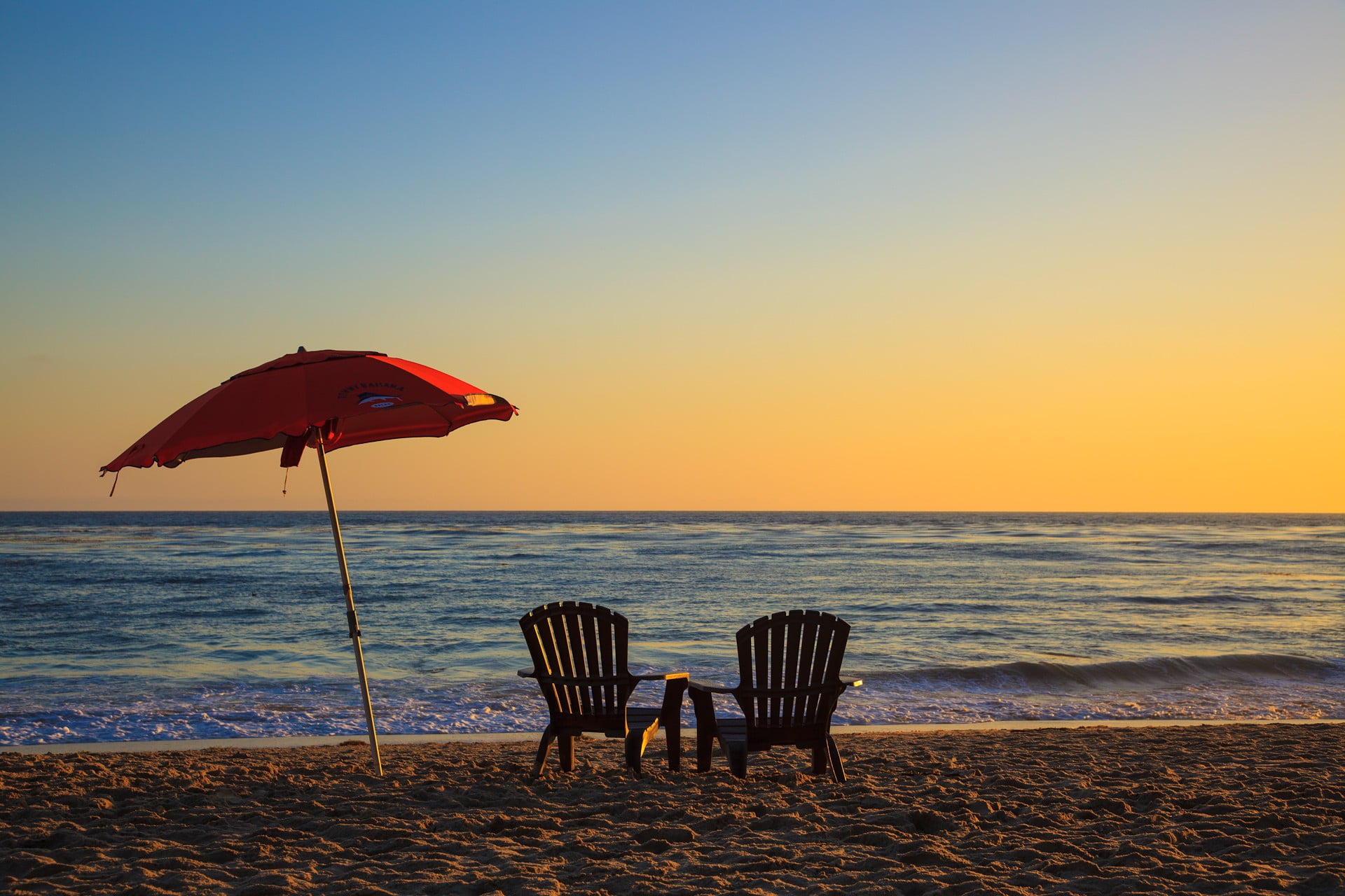 nature, scenics - nature, land, copy space, sand, chair, outdoors, sea, sky, horizon, brown, tranquility, no people, two, sunset, seat, water, armchairs, HD Wallpaper