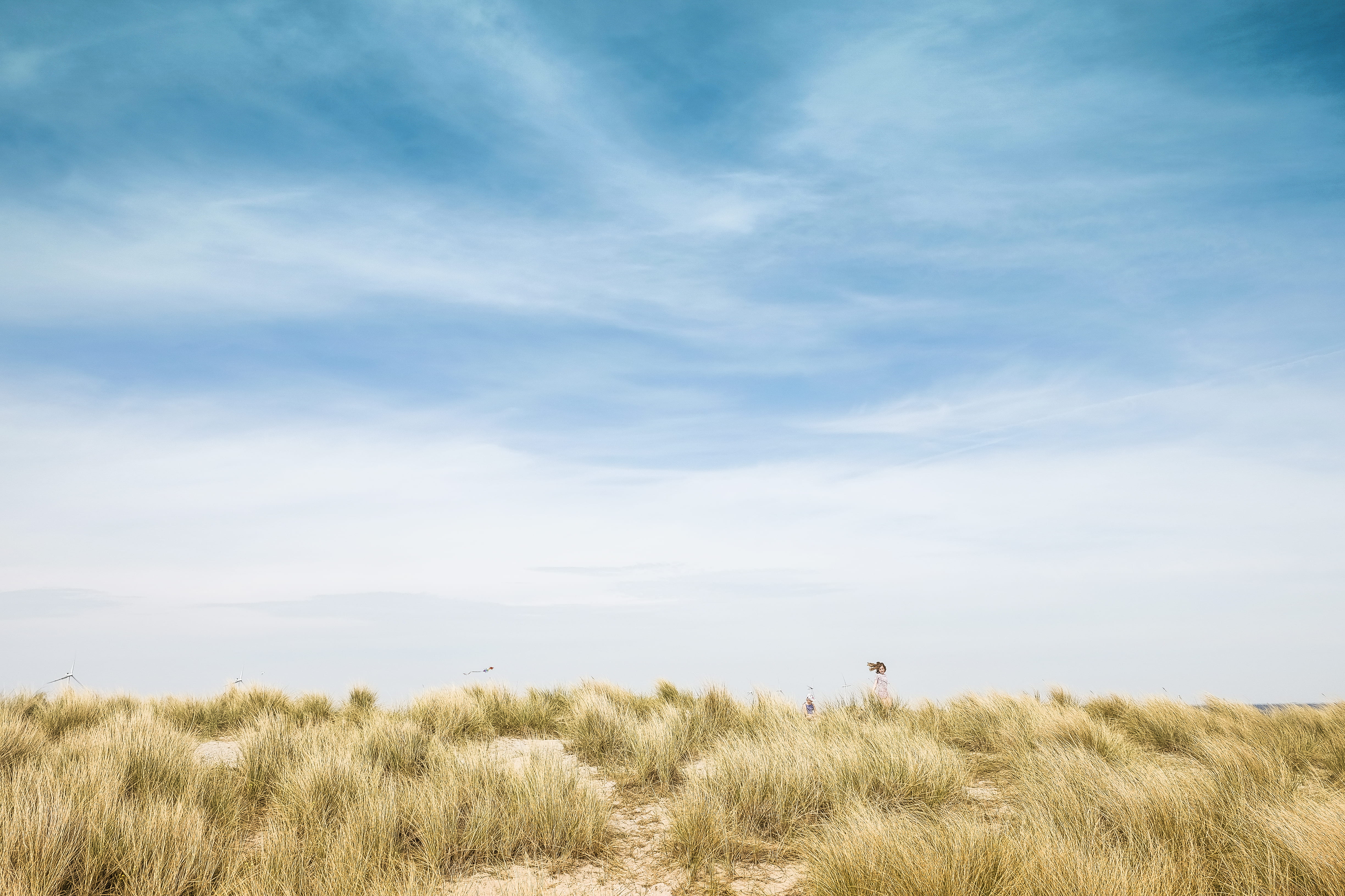 tranquility, water, leisure activity, outdoors, non-urban scene, sky, minimalism, beauty in nature, skies, beach dune, men, pattern, nature, day, denmark, HD Wallpaper