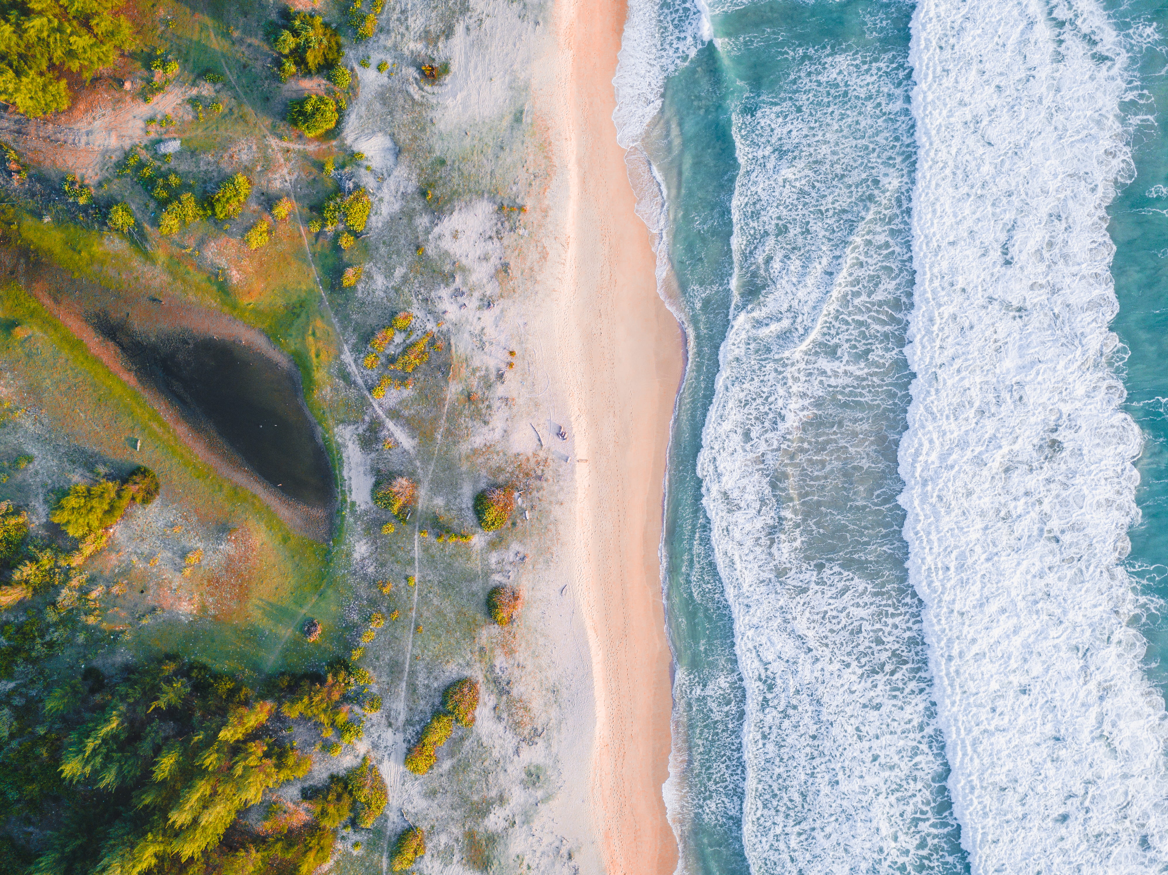 tide, daytime, 4K, day, power in nature, tranquil scene, nature, photo, hermansyah, land, brown, outdoors, motion, wave, shoreline, sea, high angle view, HD Wallpaper