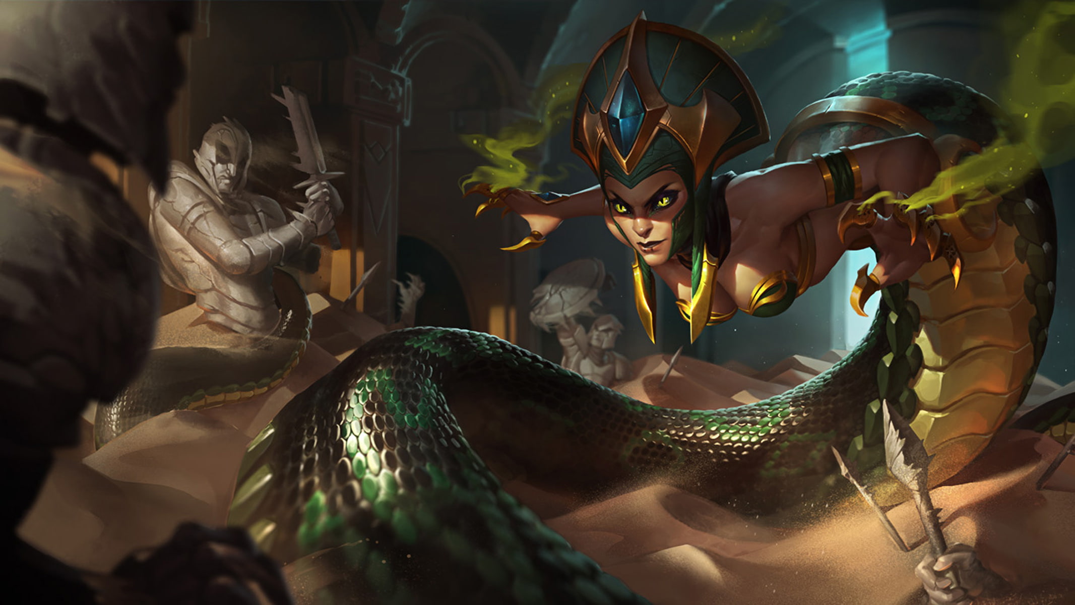 girl, snake, video, cassiopeia, hd, full, game, legends, splash, league, 1080P, art, HD Wallpaper