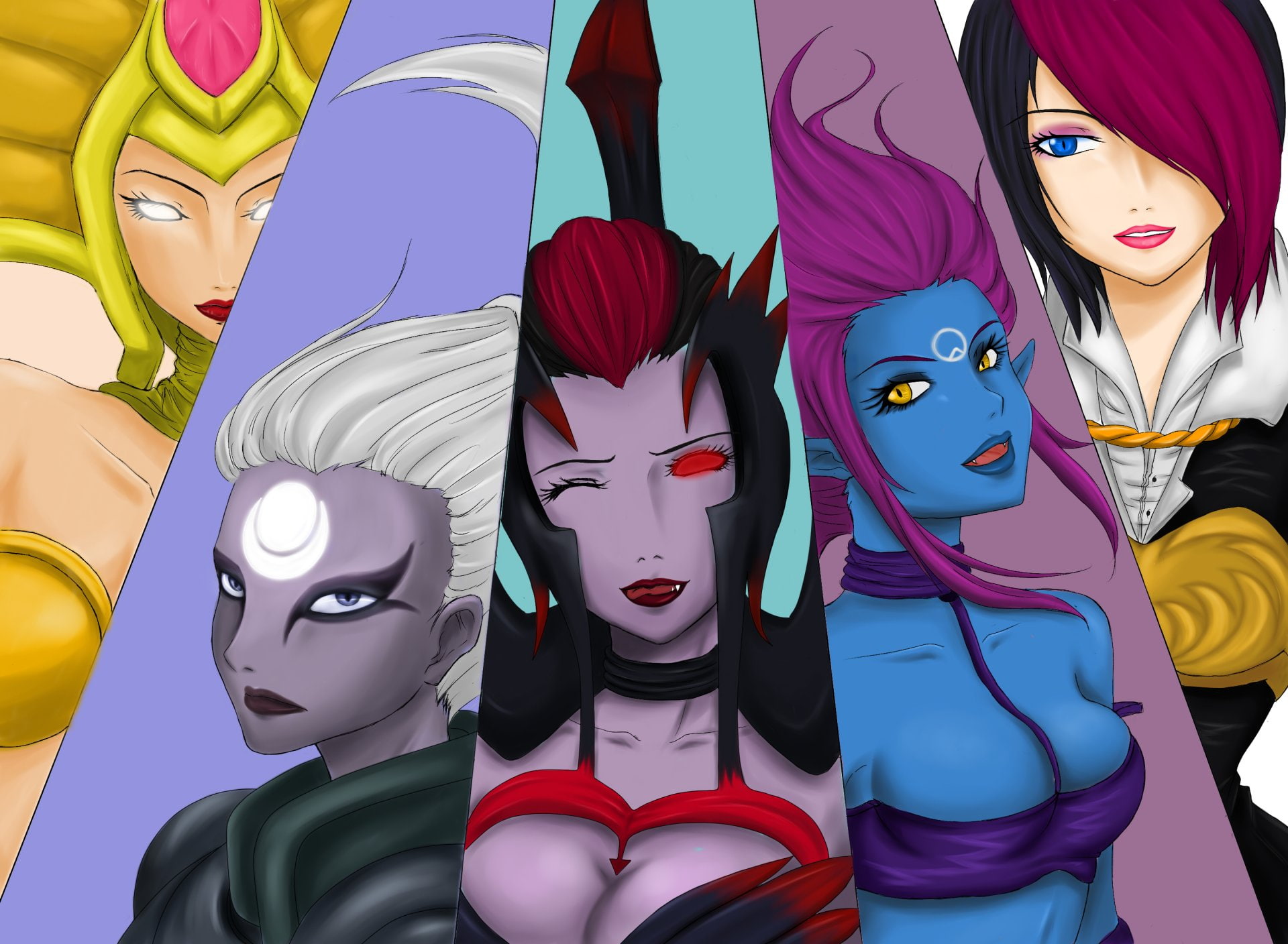 Cassiopeia (League Of Legends), 1080P, Diana (League Of Legends), Fiora (League Of Legends), Video Game, Elise (League Of Legends), Evelynn (League Of Legends), HD Wallpaper