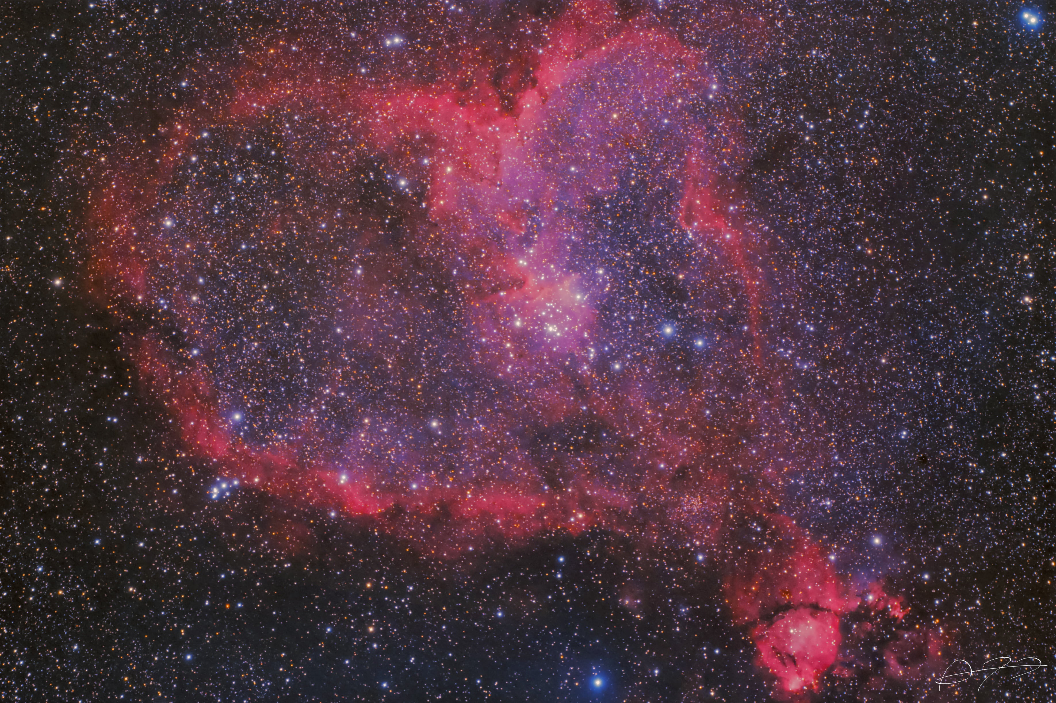 emission nebula, in the constellation Cassiopeia, Heart, 2K, HD Wallpaper
