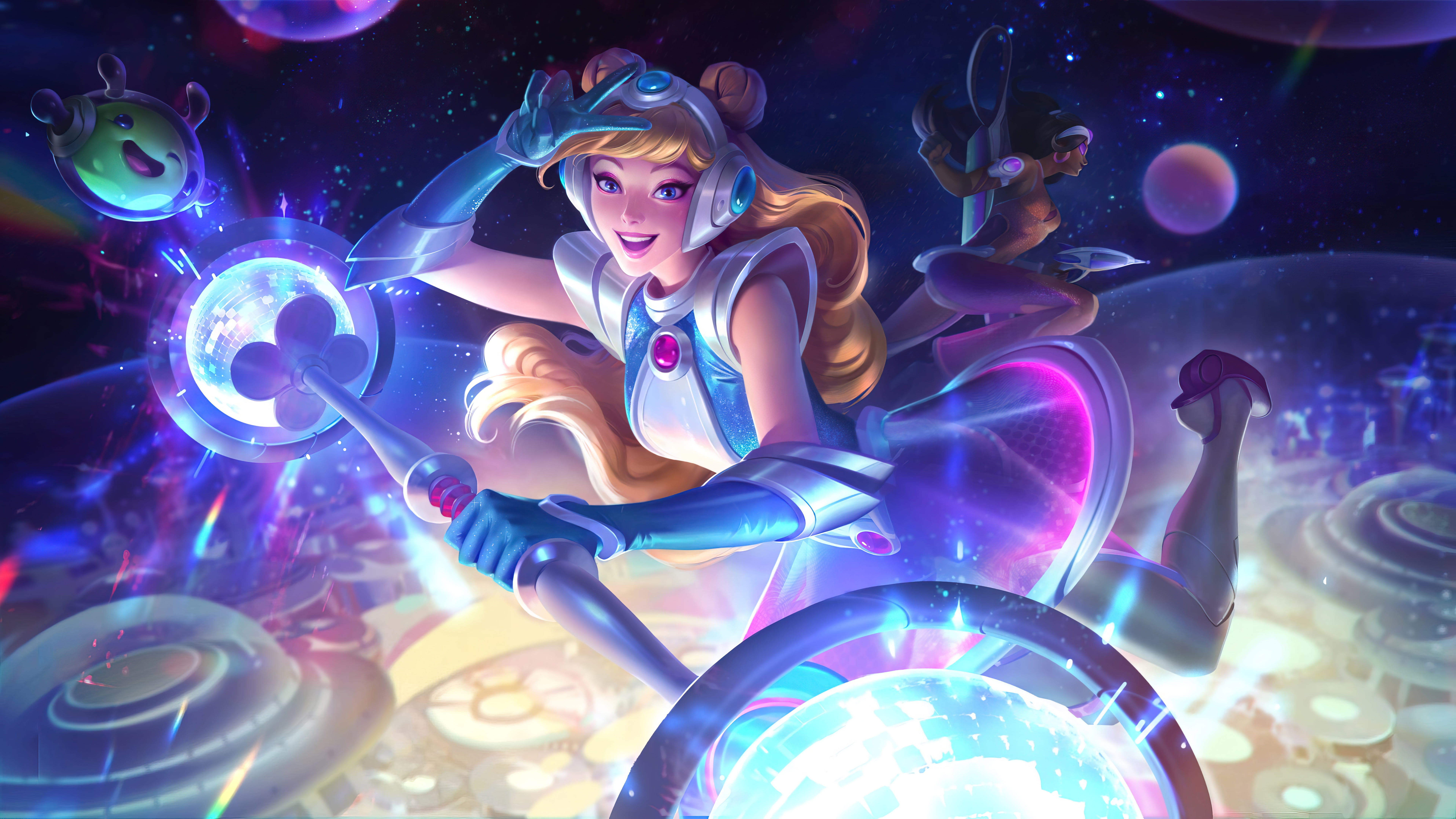Support (League Of Legends), Space Groove, space, cats, 8K, Lux (League of Legends), michis, Riot Games, League of Legends, sup, galaxy, 4K, HD Wallpaper