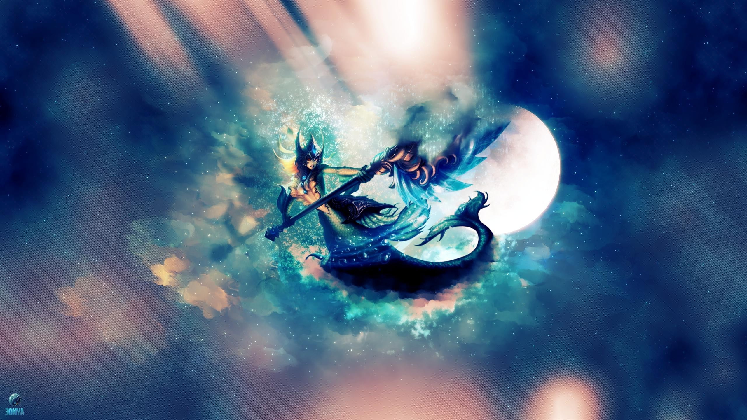 undersea, sea, digital composite, blue, outdoors, water, cloud - sky, transportation, League Of Legends, real people, one person, nautical vessel, 2K, HD Wallpaper