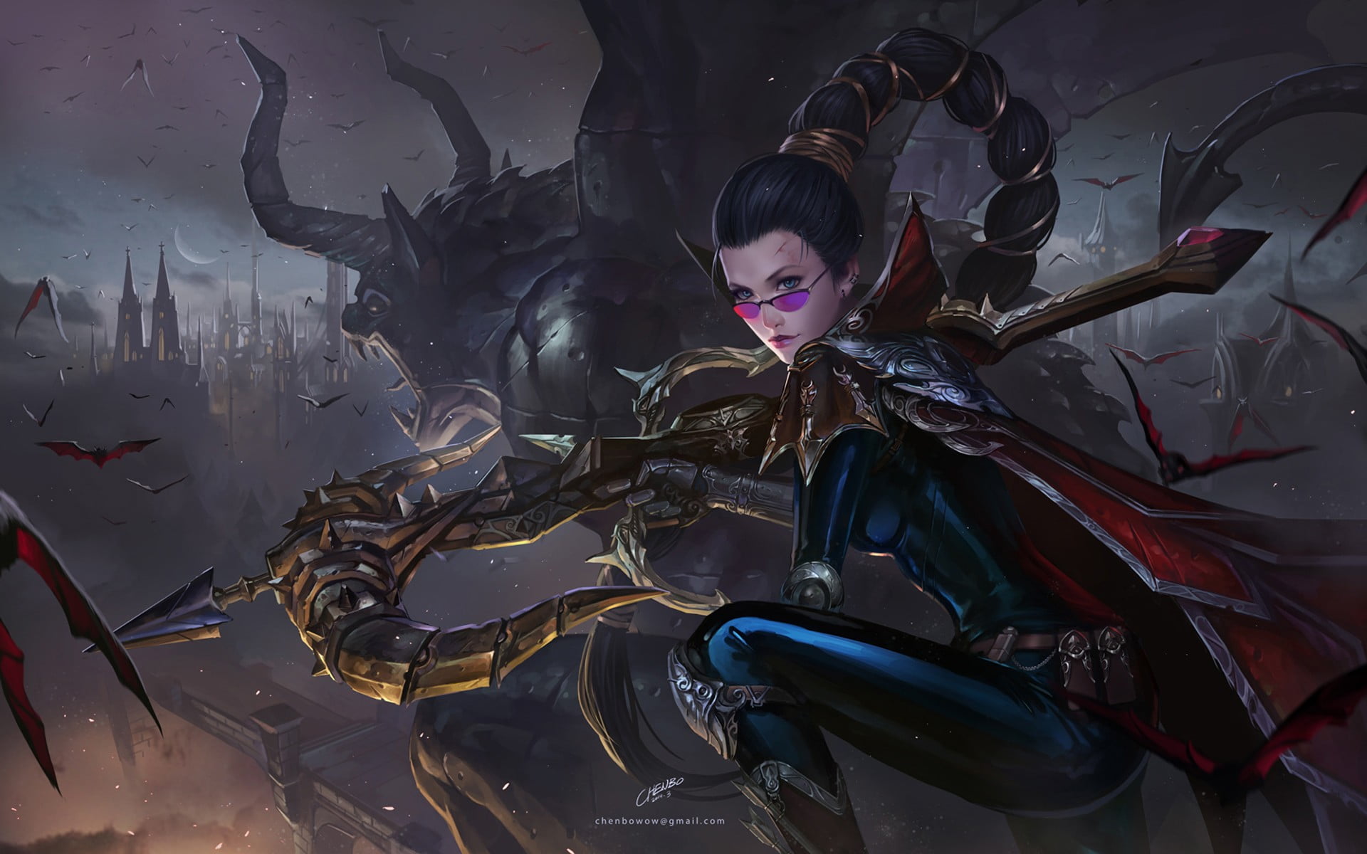 women, human Face, glass - material, waist up, backgrounds, fantasy, Vayne (League of Legends), beautiful woman, red, holding, art, people, beautiful, one person, HD Wallpaper