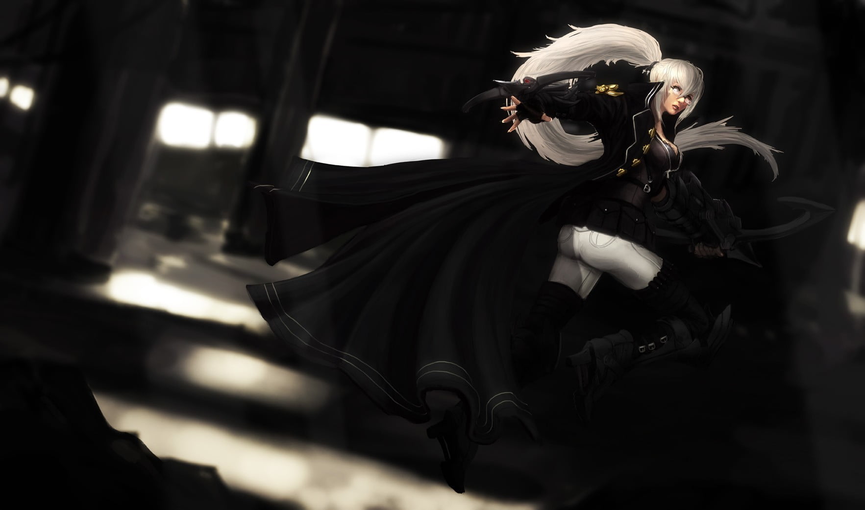 architecture, adult, League of Legends, leisure activity, portrait, white, costume, character, haired, Vayne (League of Legends), spooky, day, black color, HD Wallpaper
