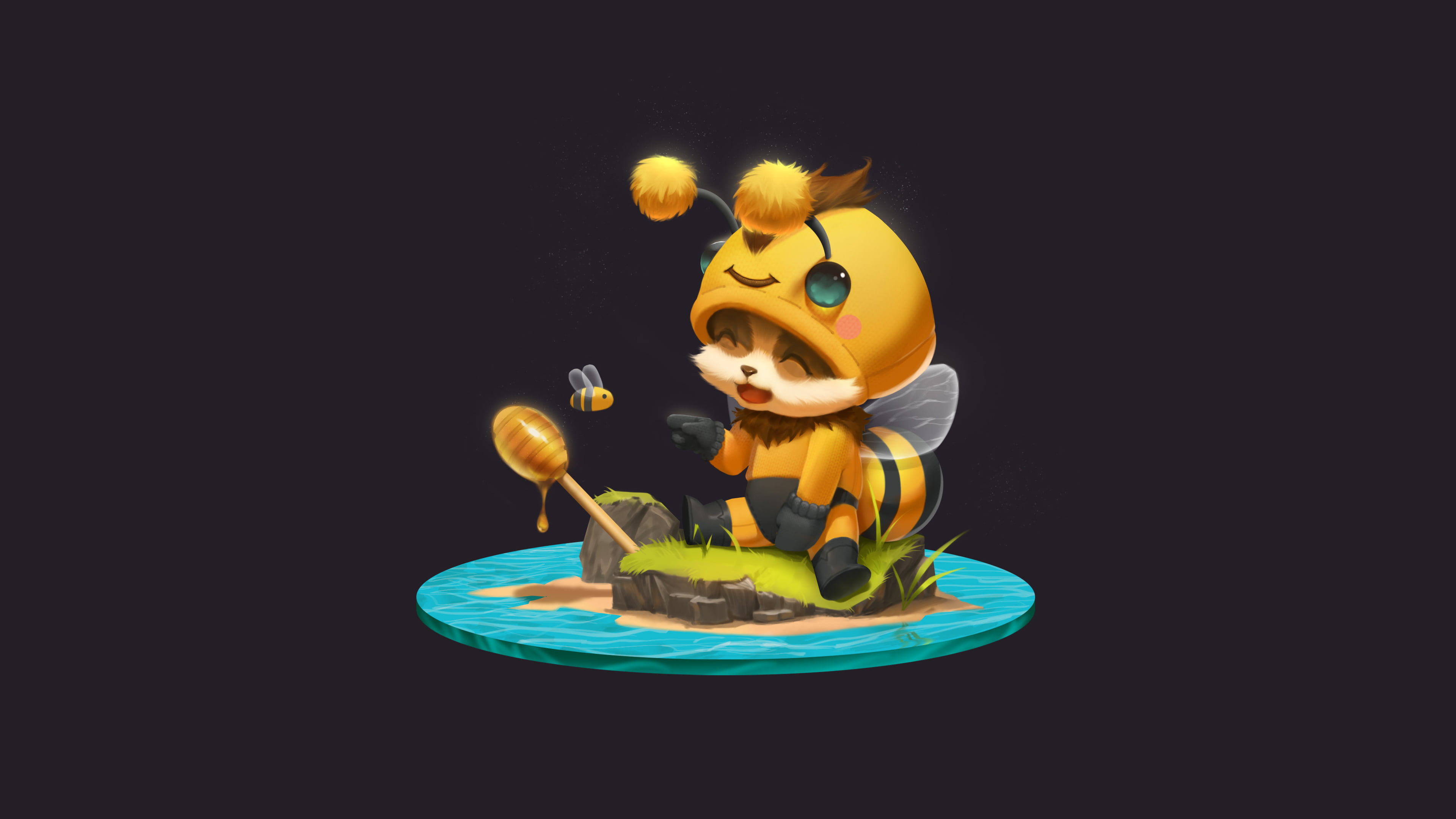 honey, simple background, League of Legends, 4K, Teemo, video games, Teemo League of Legends, HD Wallpaper