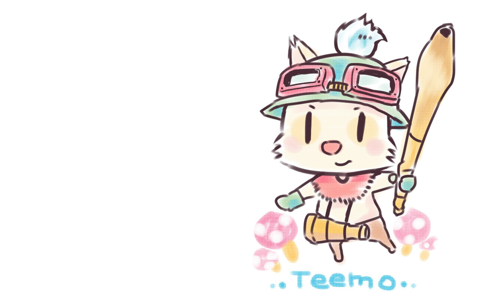 video games, teemo, hd, legends, drawing, white, league, 1080P, HD Wallpaper