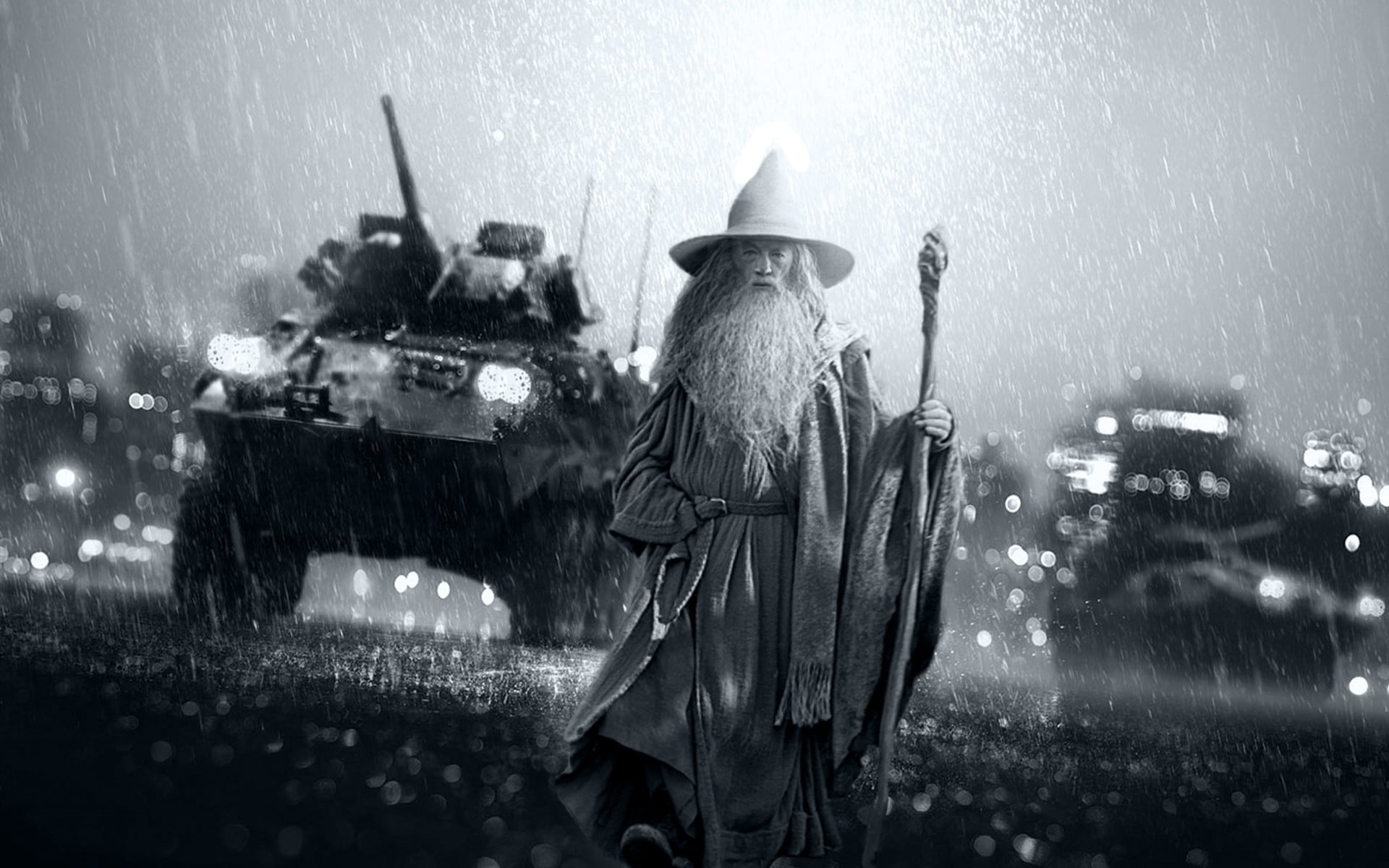 monochrome, rain, weapon, photo, wizard, focus on foreground, Battlefield 4, snowing, water, transportation, motion, wet, 1080P, military, video games, HD Wallpaper