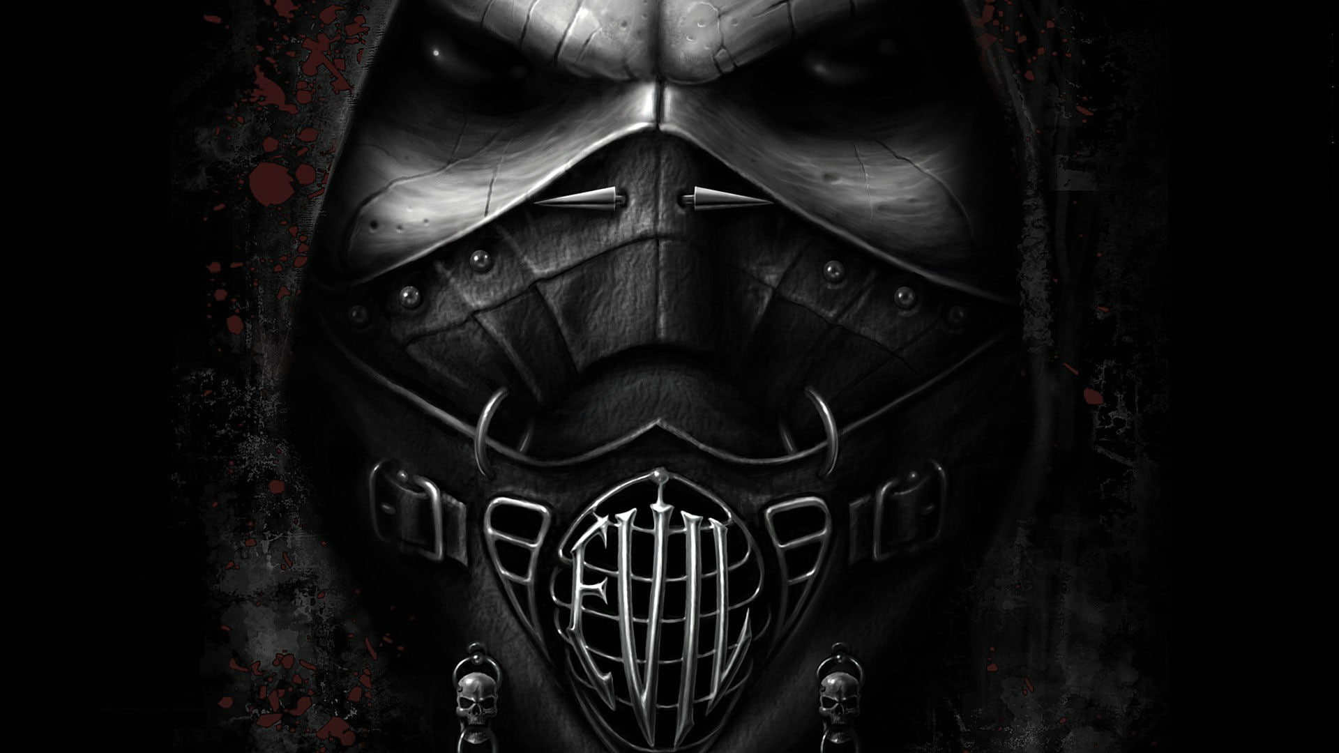 eyes, horror, gothic, greyscale, mask, photo, face, dark, evil, 1080P, HD Wallpaper