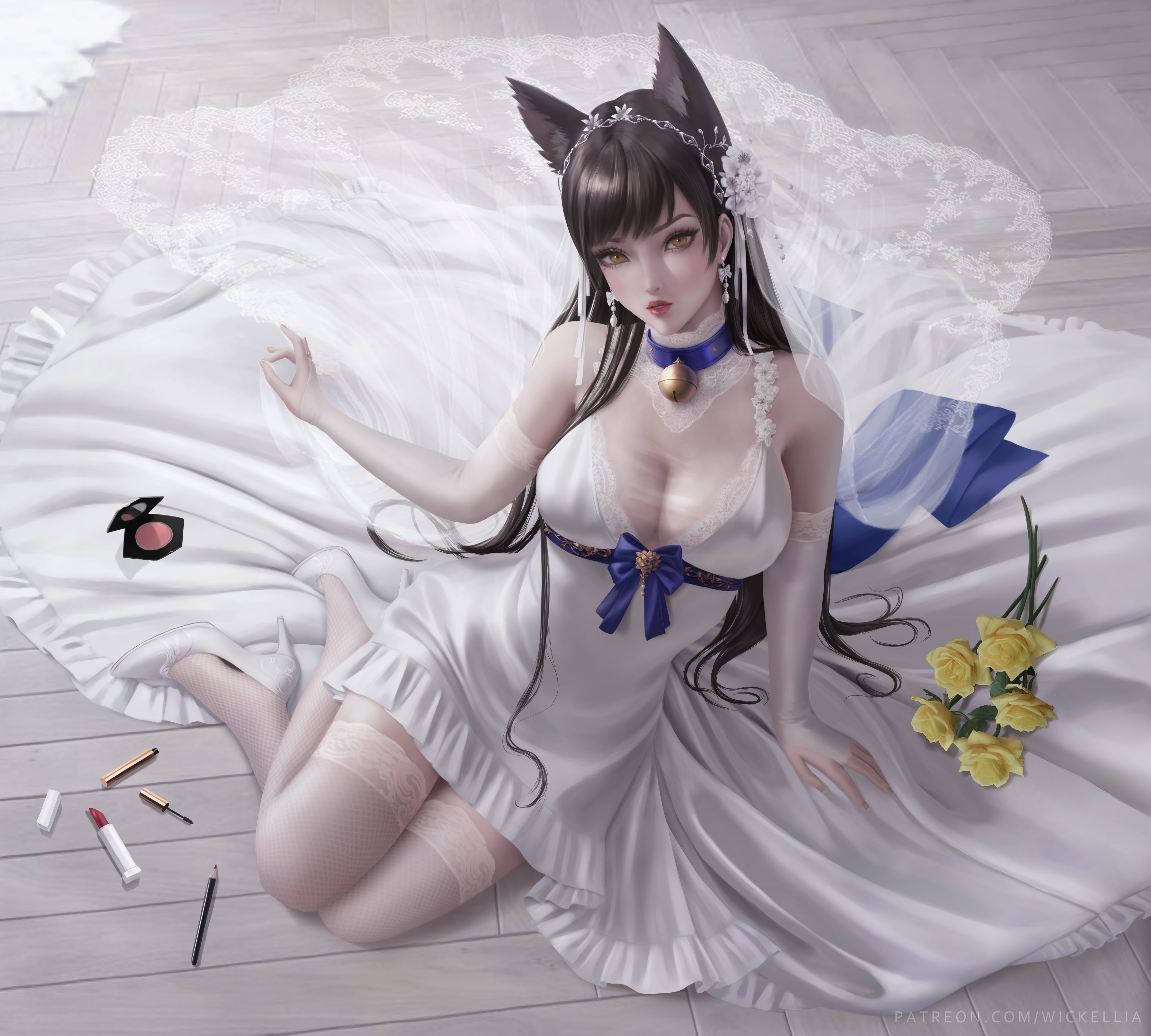 artwork, drawing, Azur Lane, digital art, fan art, 4K, Atago (Azur Lane), Wickellia, fantasy girl, anime girls, anime, illustration, HD Wallpaper