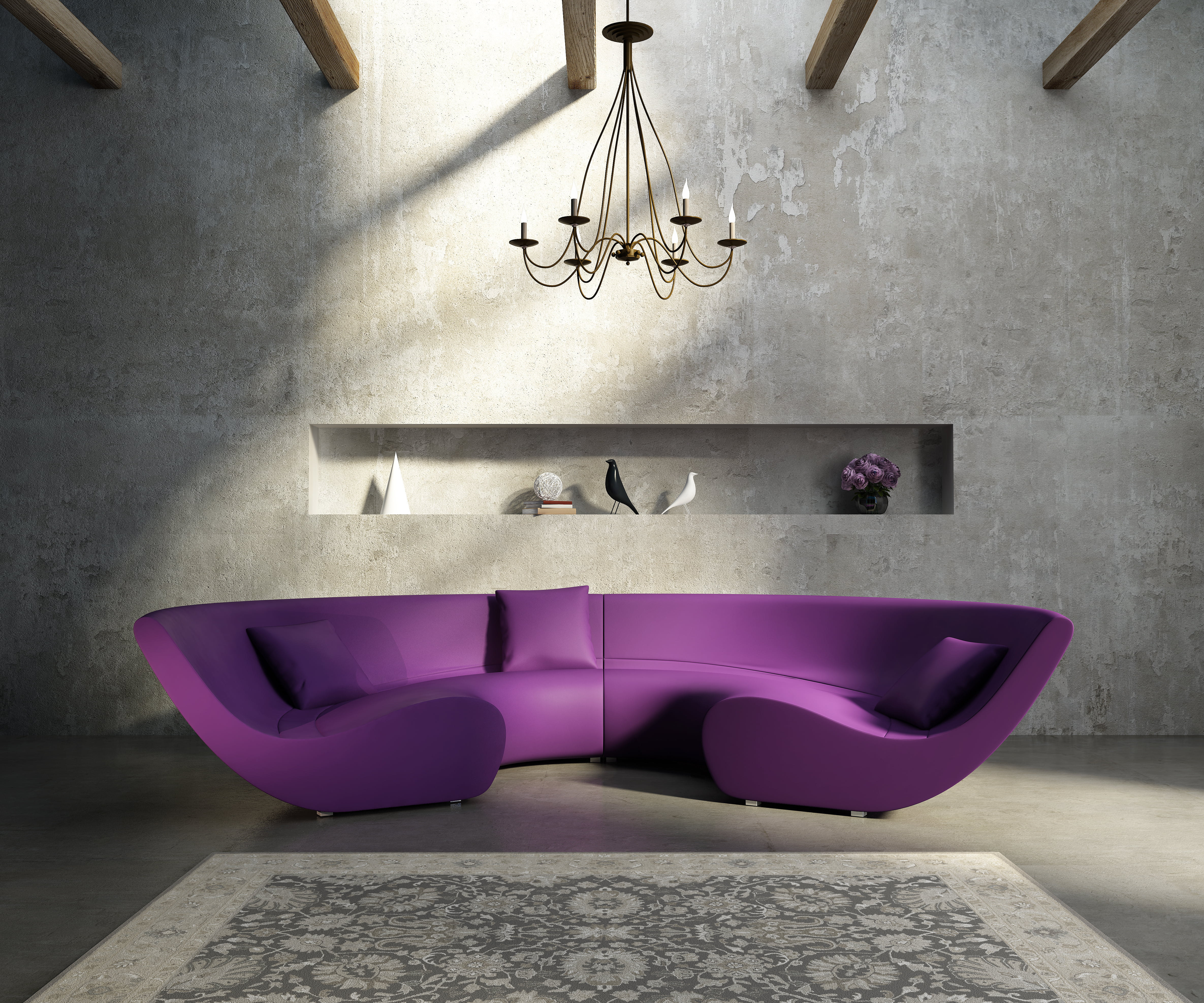 wall, interior, carpet, sparse, chandelier, pink color, home showcase interior, flowers, pillow, domestic room, sofa, elegance, modern, armchair, indoors, HD Wallpaper