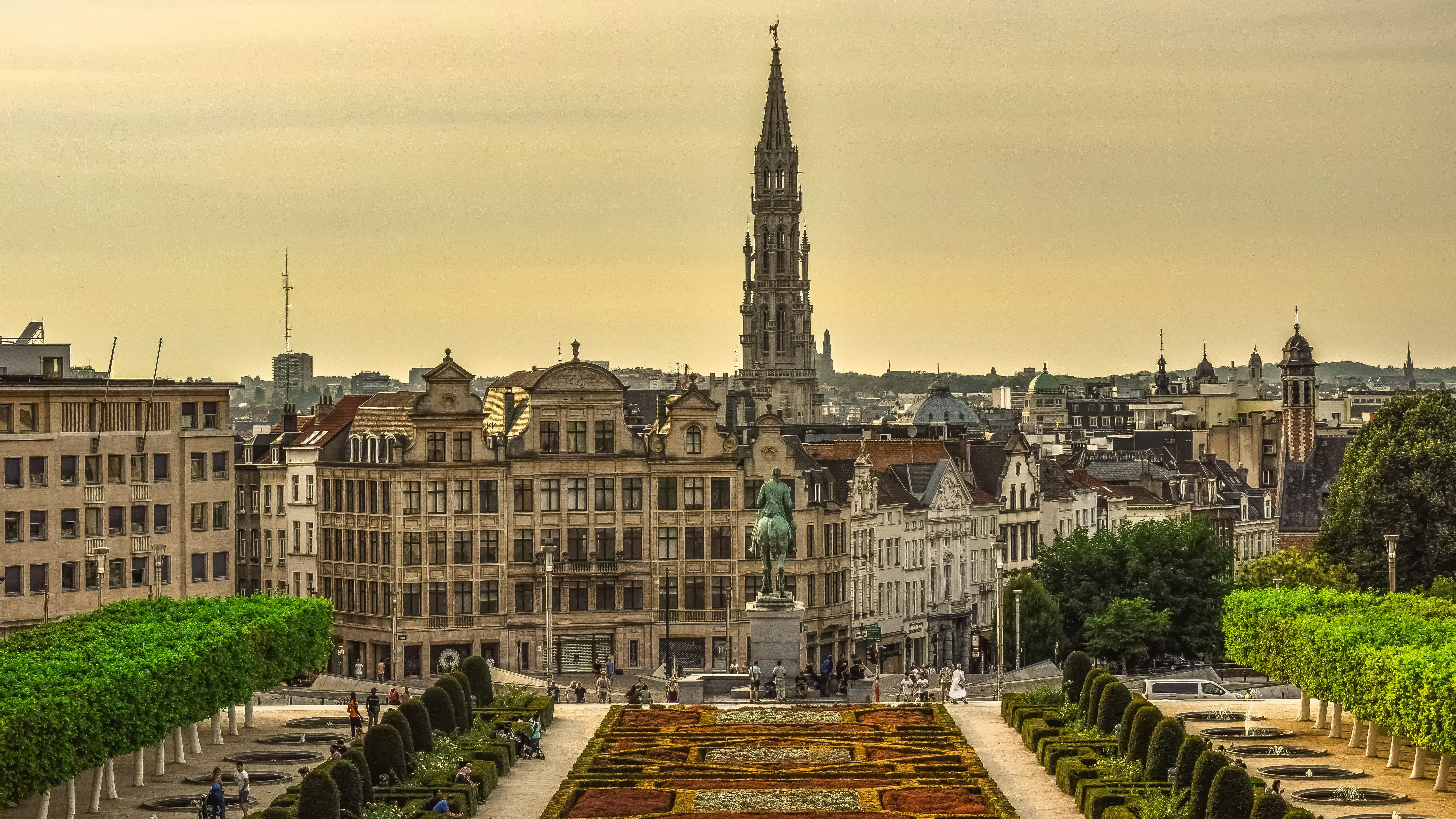 afternoon, travel, tourism, building, square, history, religion, spire, sky, spirituality, sunset, travel destinations, flower carpet, the past, built structure, HD Wallpaper