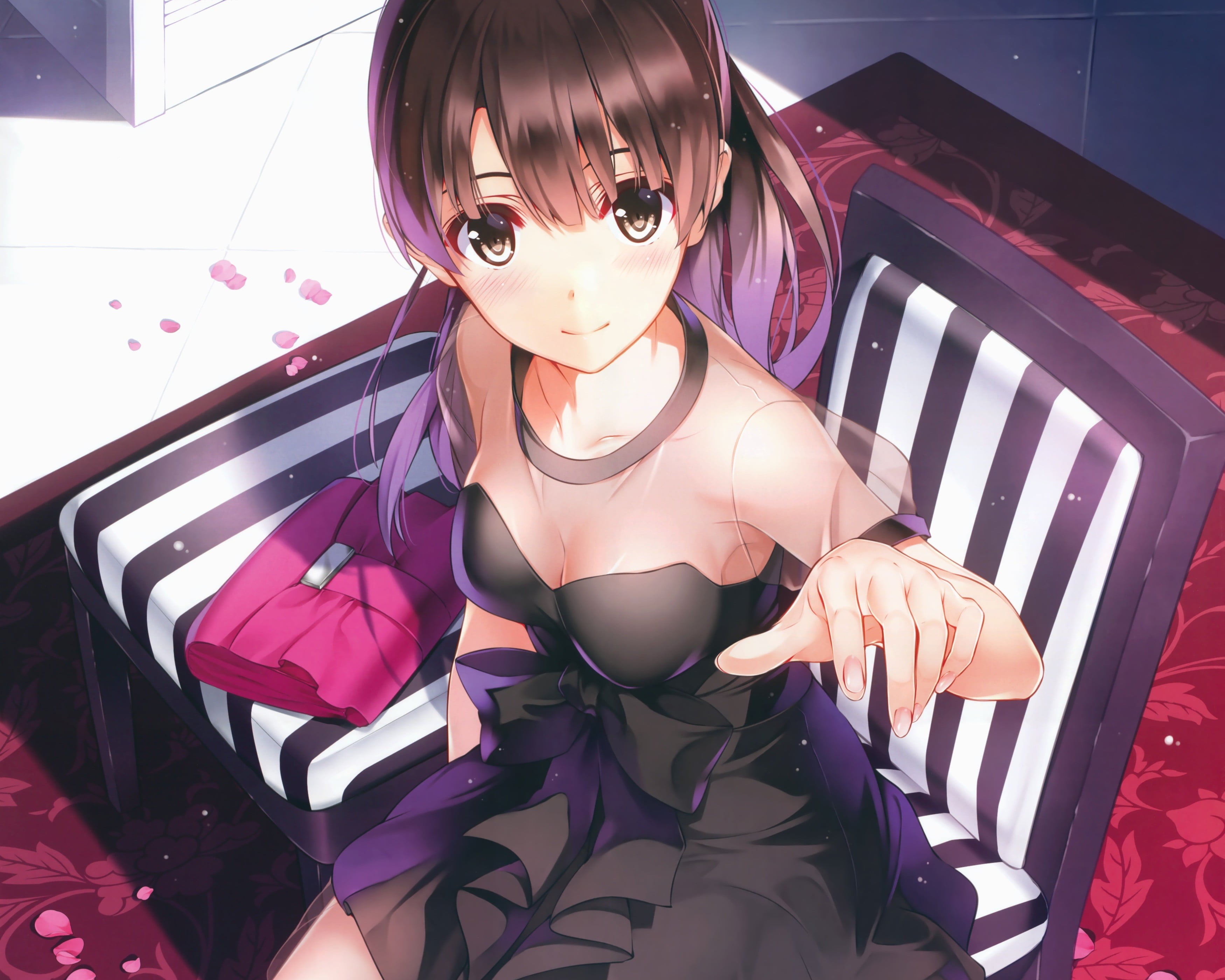 standing, indoors, 2K, high angle view, anime girls, home interior, ponytail, one person, casual clothing, Saenai Heroine no Sodatekata, beauty, females, HD Wallpaper