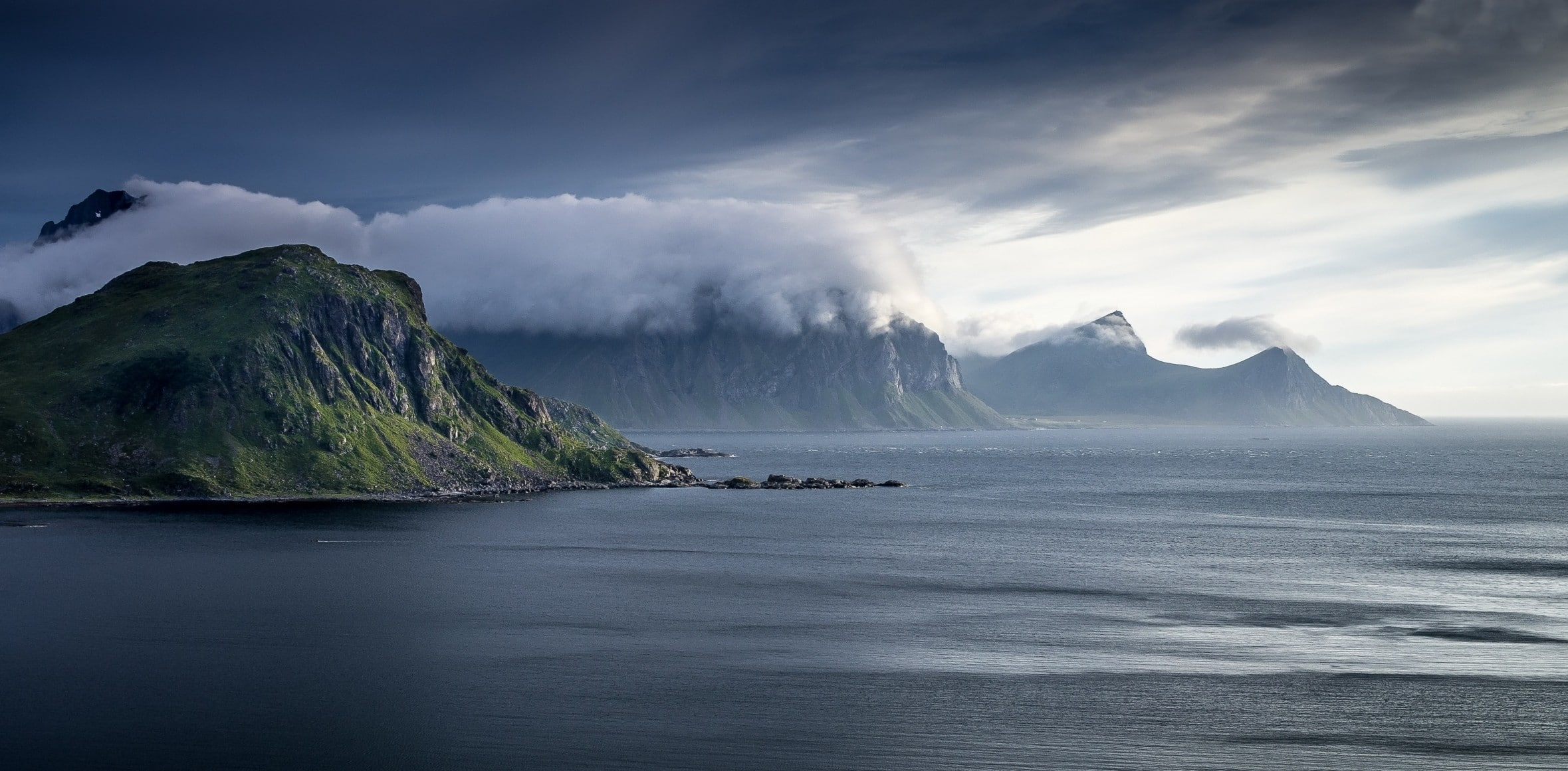 nature, sunset, coast, 1080P, landscape, sea, cliff, clouds, HD Wallpaper