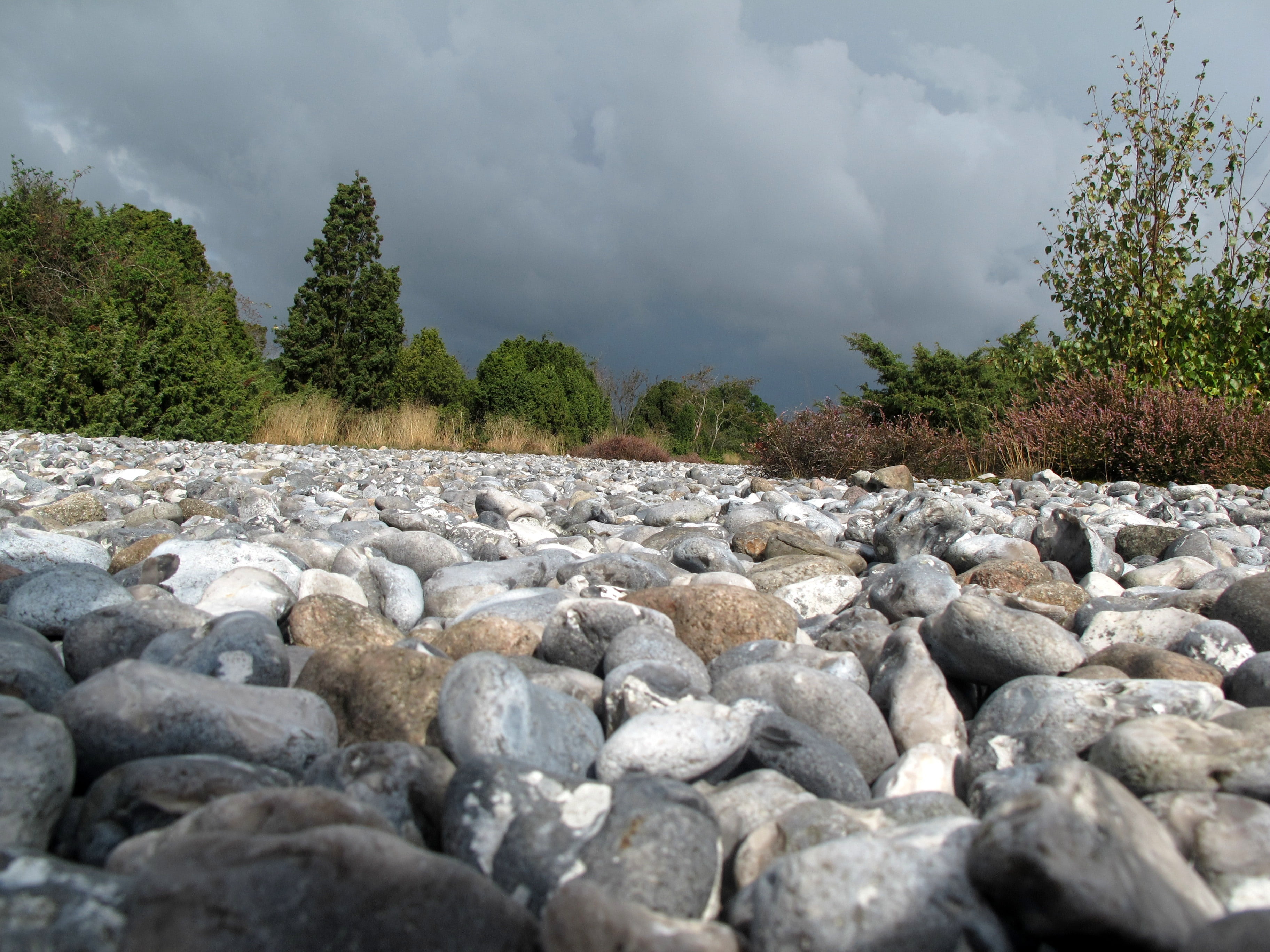 sky, no people, cloud - sky, plant, nature, stones, pebble, stone, tree, day, rock, stone - object, land, landscape, tranquil scene, solid, surface level, HD Wallpaper