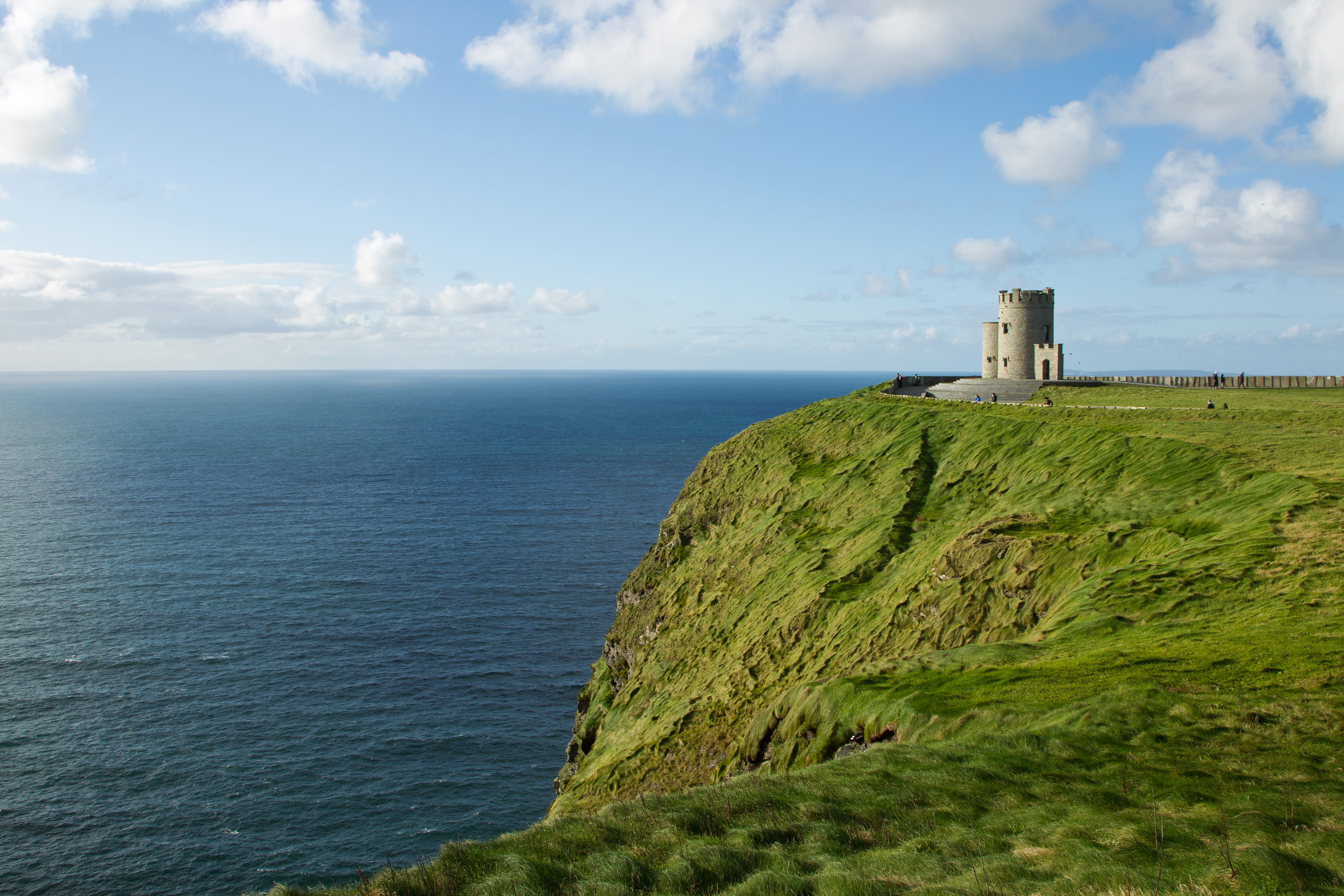 nature, green color, tranquil scene, tower, beauty in nature, cliffs of moher, non-urban scene, architecture, clouds, land, cloud - sky, tranquility, water, HD Wallpaper