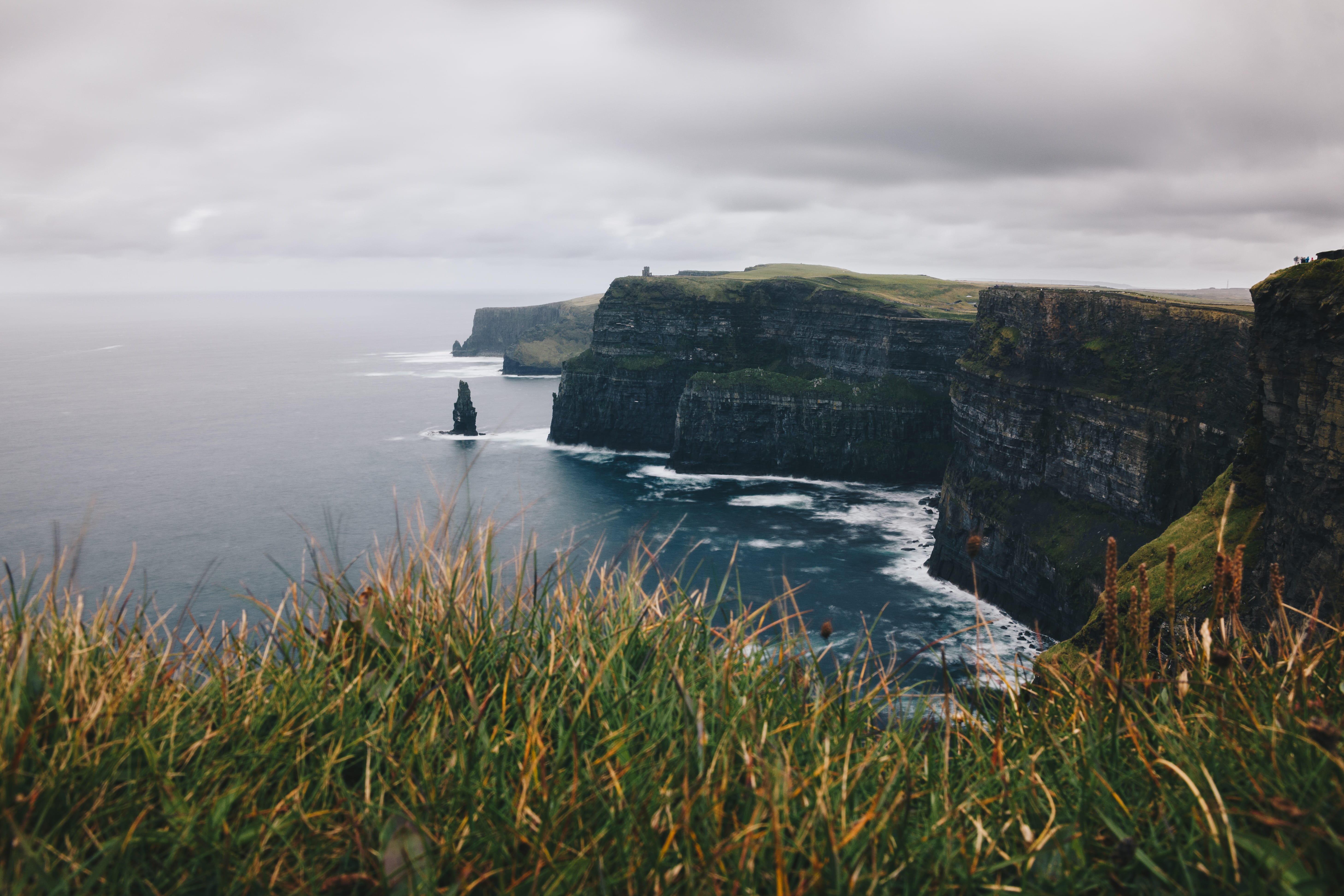 ireland, moher, water, scenics - nature, landscape, travel, rock, tranquil scene, cliff, no people, beauty in nature, cliffs, plant, 5K, high, nature, HD Wallpaper