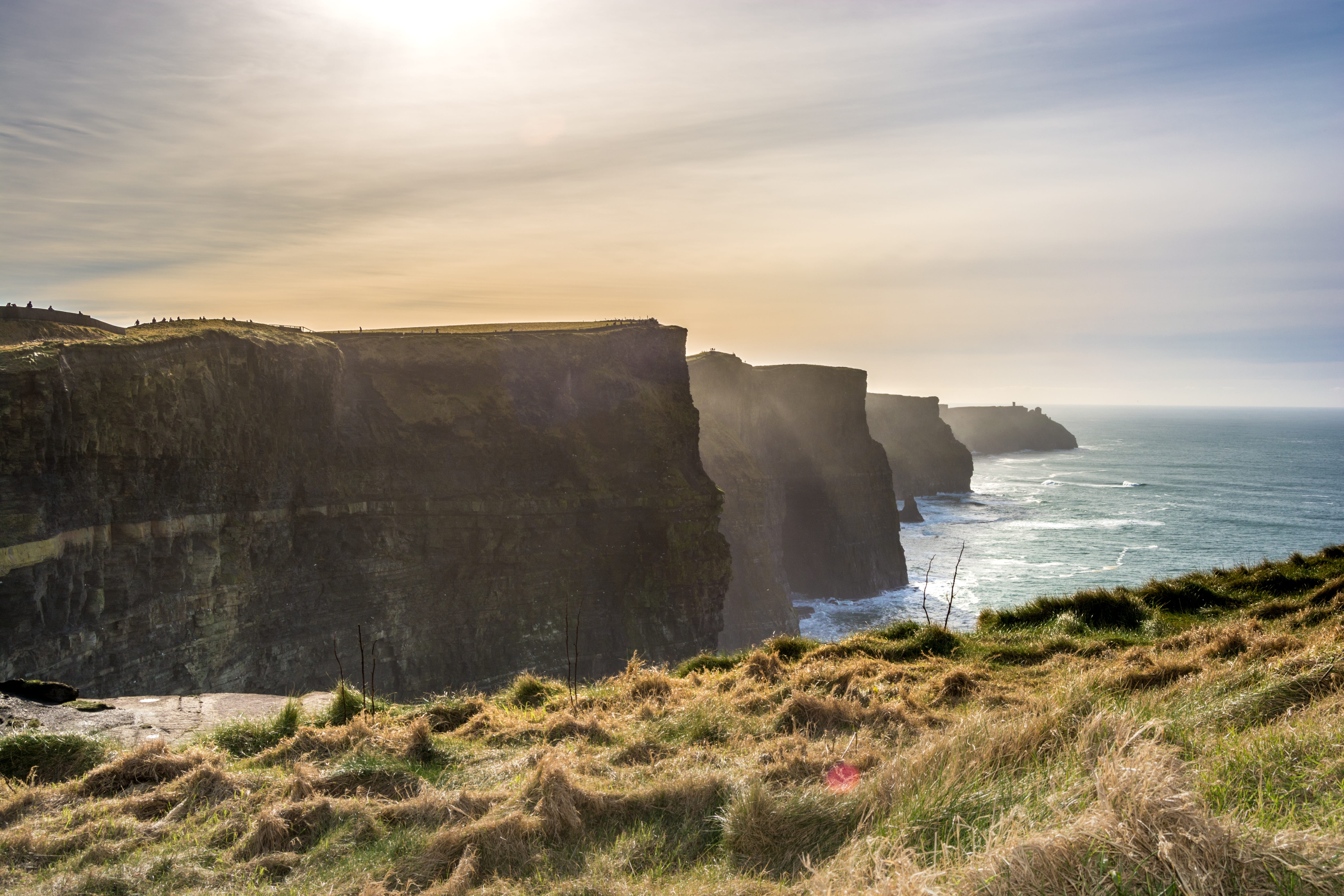 seascape, sky, ireland, sea-cliffs, horizon over water, rock formation, rock - object, solid, water, travel, scenics - nature, trip, non-urban scene, clare, HD Wallpaper