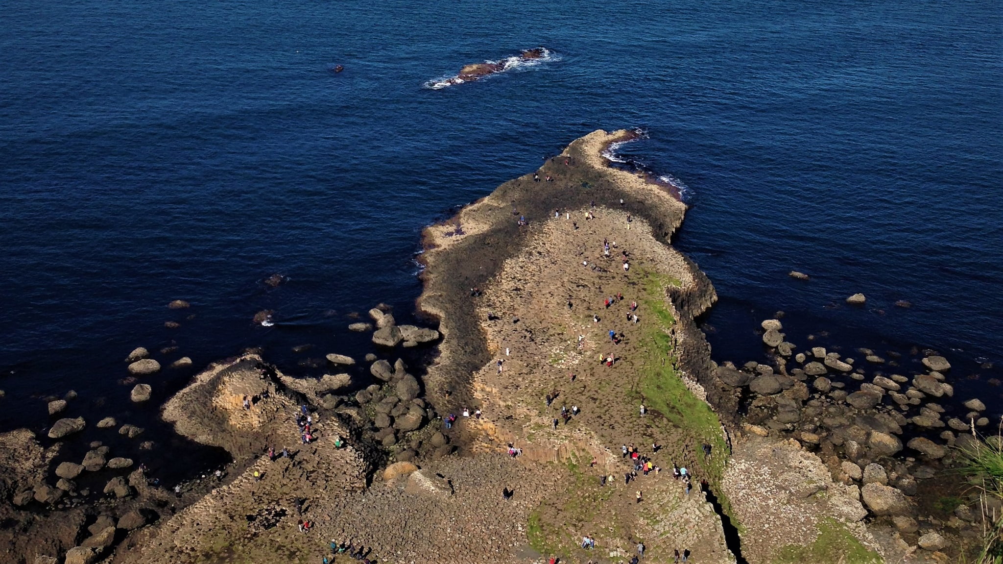 blue, coast, outdoors, tranquil scene, solid, high angle view, scenics - nature, Giants Causeway, day, rock - object, nature, sea, beach, tranquility, 1080P, HD Wallpaper