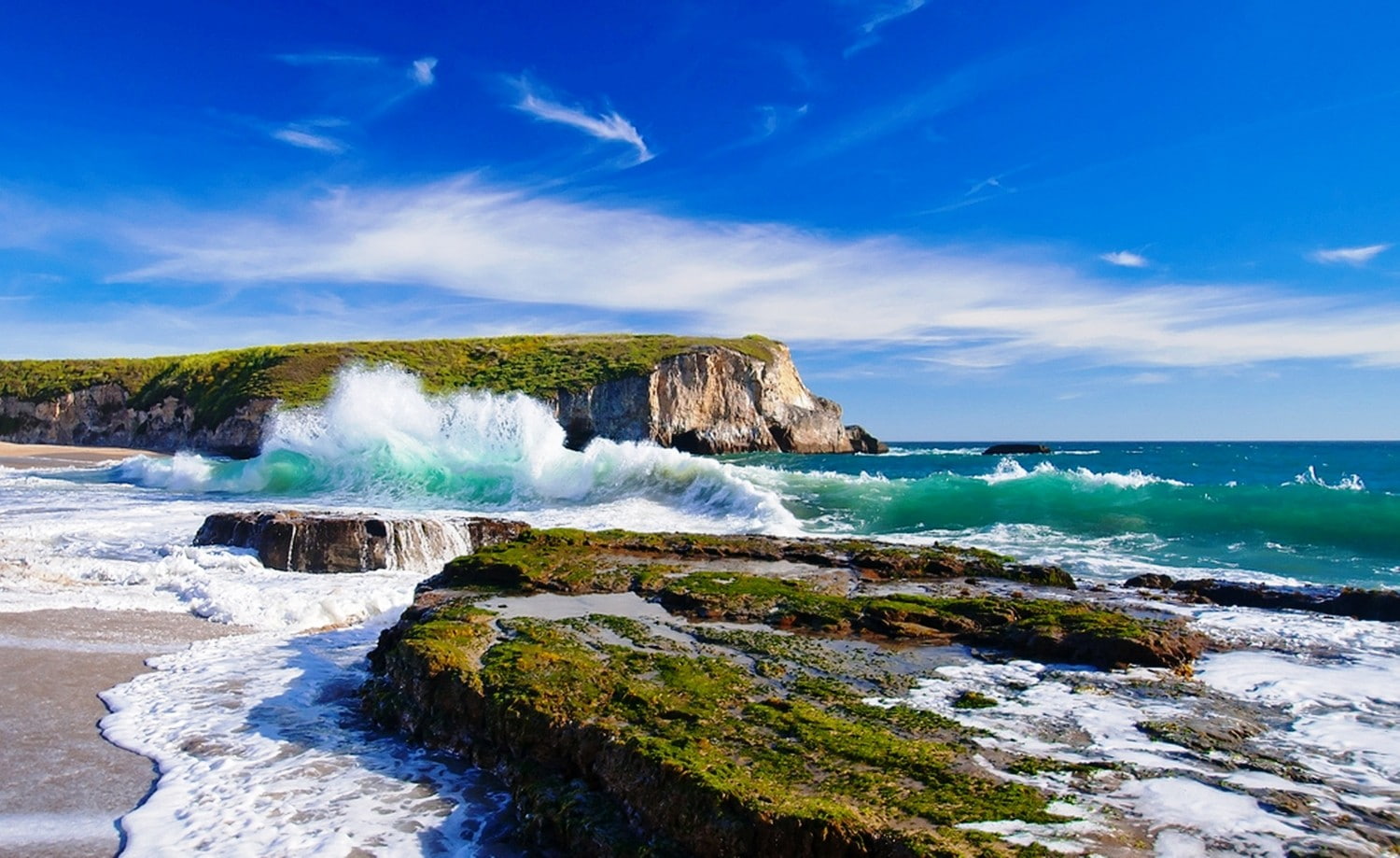 cliff, coast, landscape, sea, nature, waves, beach, 720P, rock, HD Wallpaper