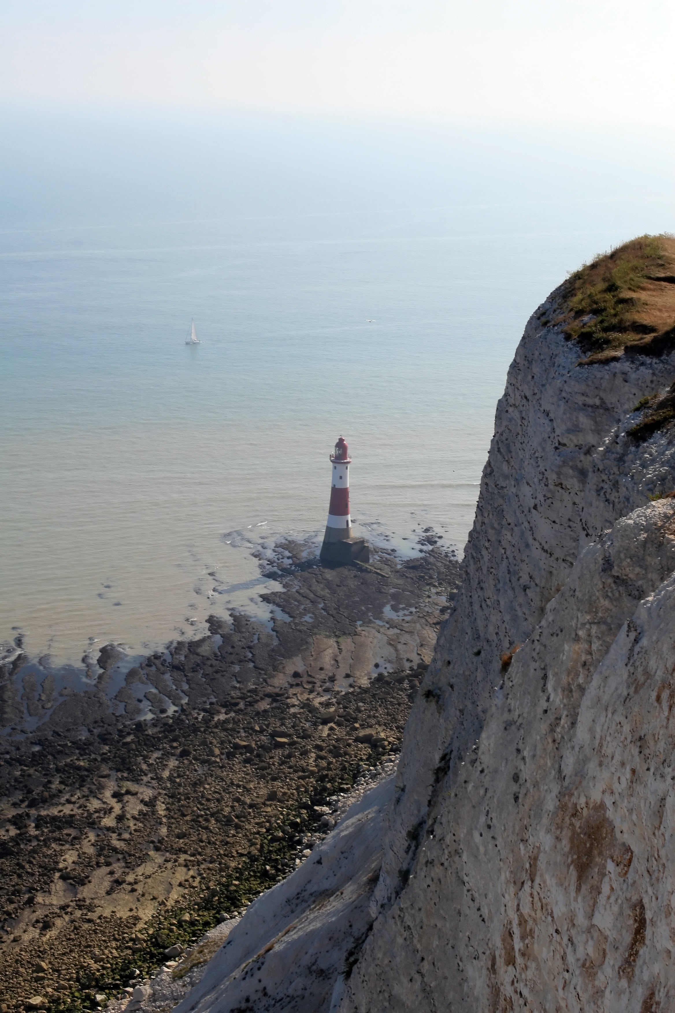 coast, lighthouse, lifestyles, chalk, england, leisure activity, sky, land, scenics - nature, english, seashore, 2K, light, death, blue, steep, tranquil scene, Phone HD Wallpaper