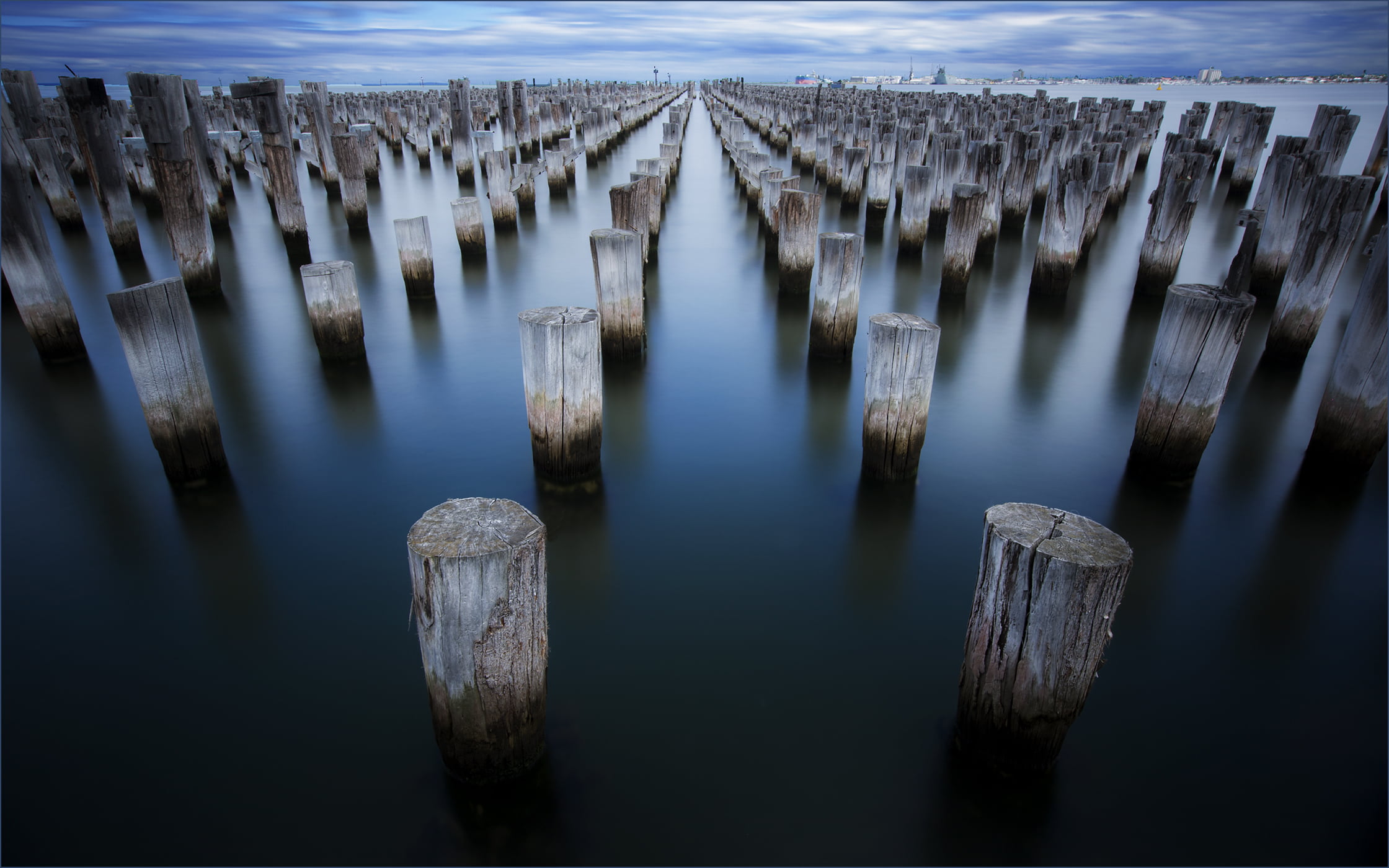 nature, Comps, photo, Princes Pier, Princes  Pier, Port  Melbourne  Victoria, sea, 1080P, wood - Material, long  exposure, body of water, water, wood, HD Wallpaper