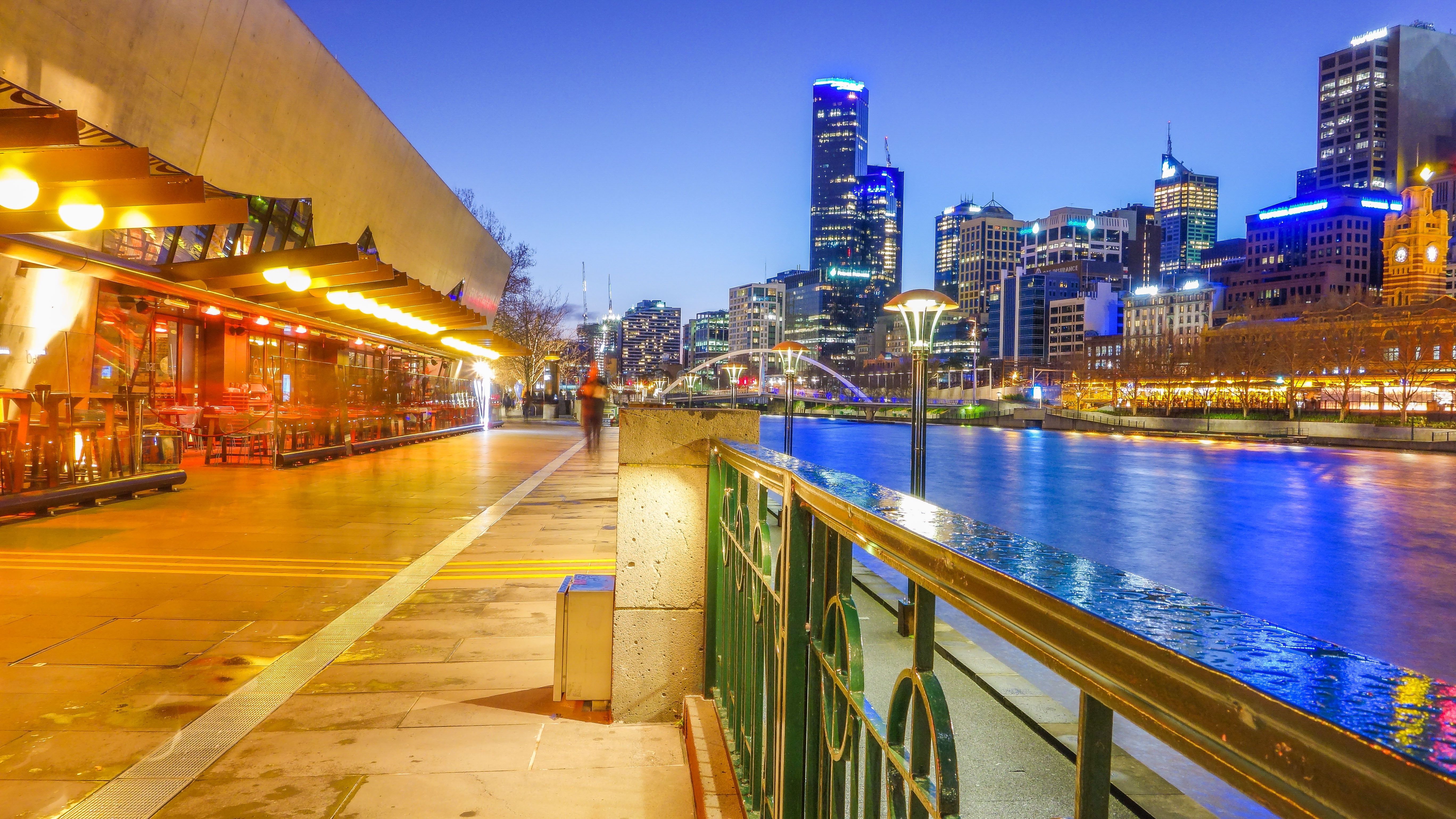 green, landscape, building, melbourne, lights, night shot, cityscape, transportation, architecture, cbd, no people, water, buildings, river, reflection, HD Wallpaper
