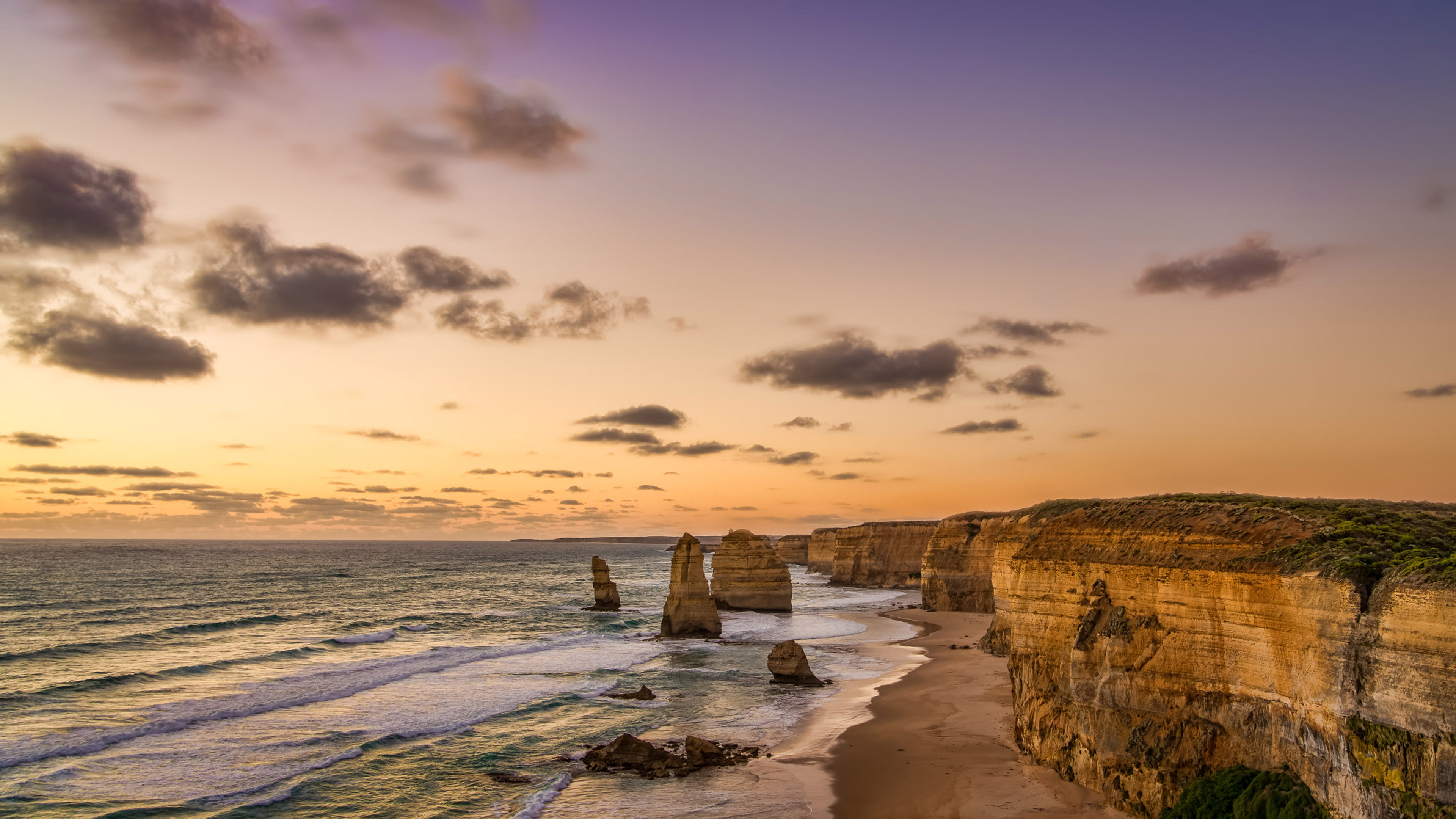 rock - object, amazing, victoria, outdoors, formations, horizon, waves, rock, no people, cloud - sky, land, horizon over water, 4K, beach, landscape, wave, HD Wallpaper
