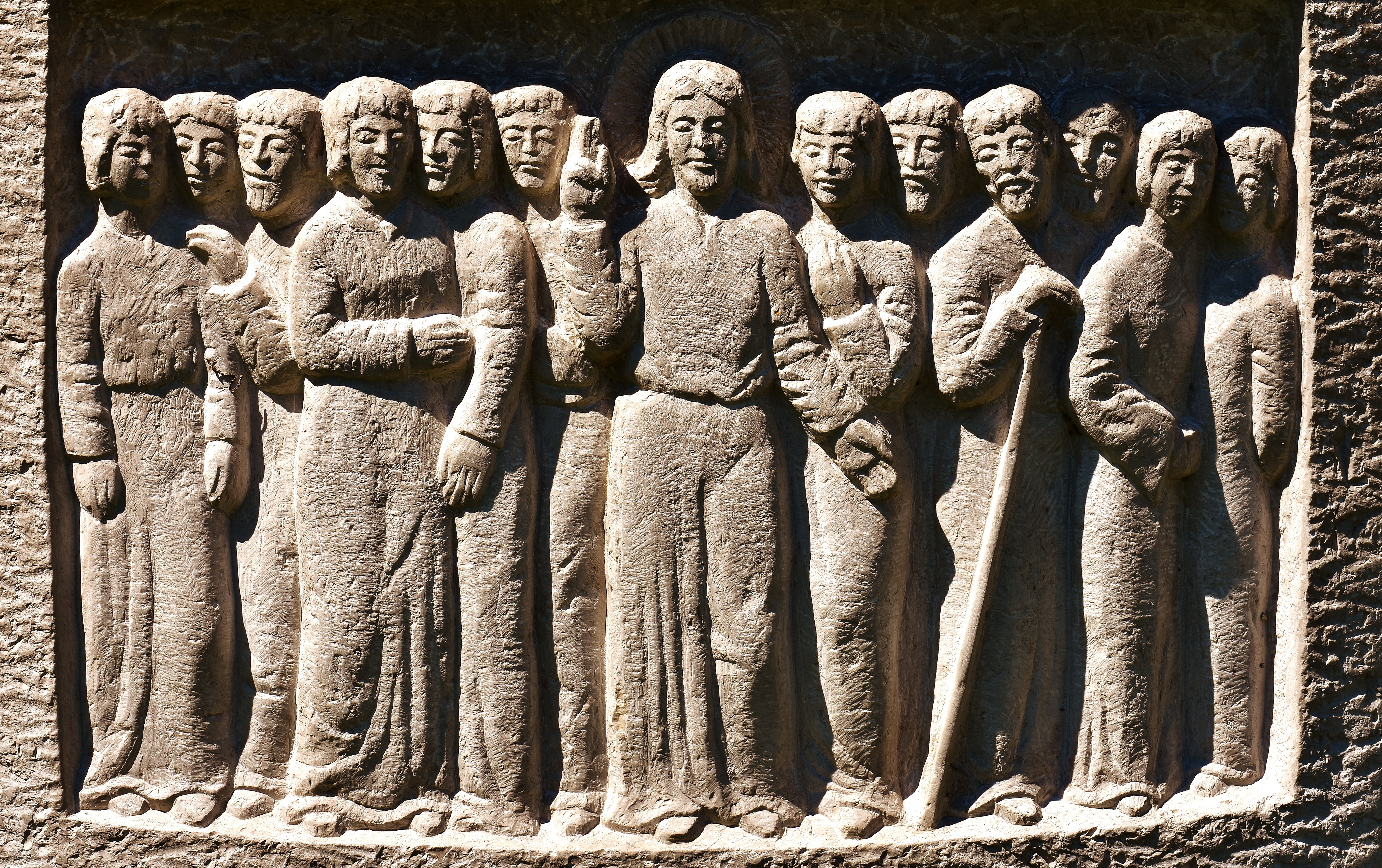 ancient, stone sculpture, no people, sculpture, place of worship, representation, male likeness, artwork, stone figure, apostles, statue, rock carving, HD Wallpaper