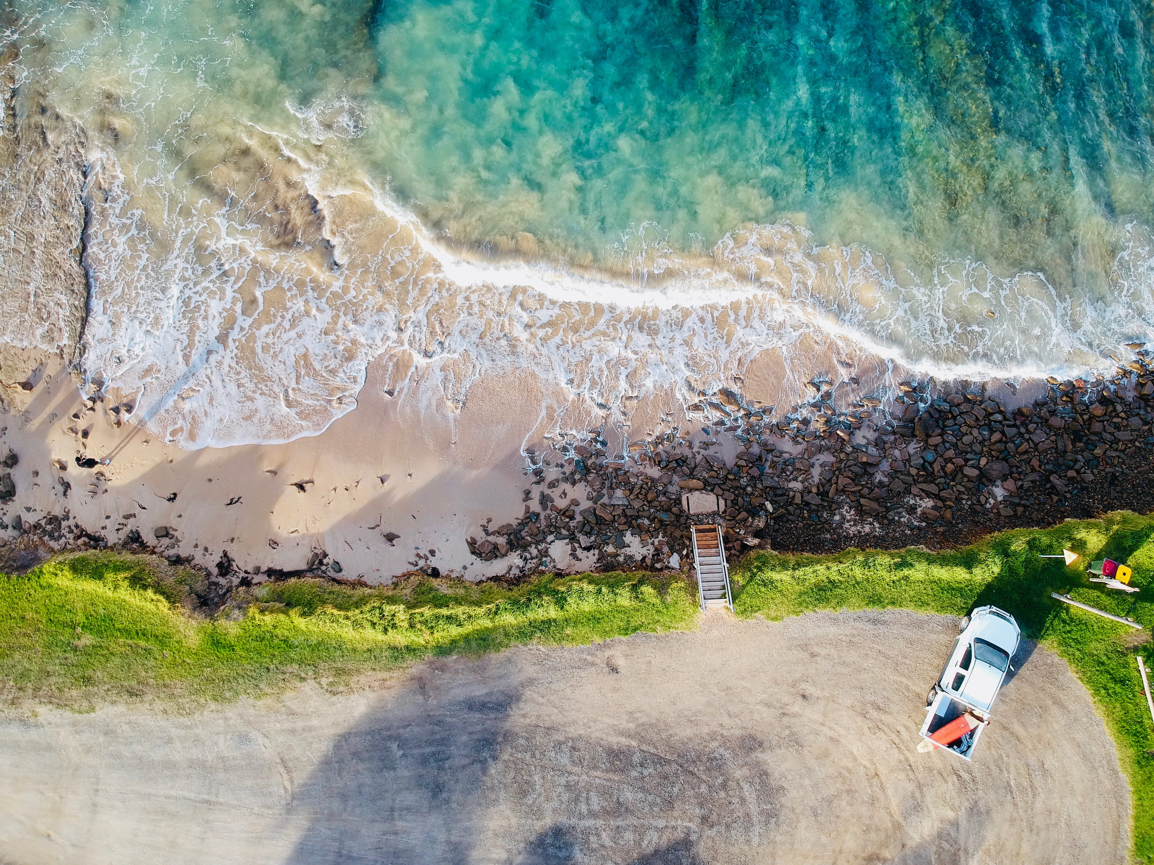 white, flower, high angle view, great ocean road, transportation, 4K, truck, aerial view, motion, australia, day, adventure, water, scenics - nature, lorne, HD Wallpaper