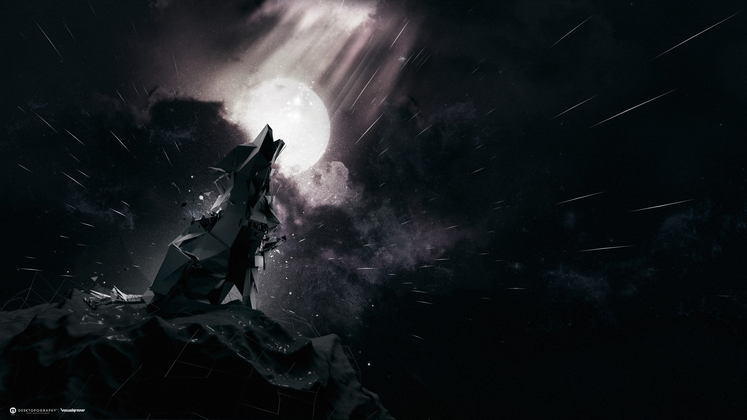 wolfdog, fenrir, 3d and abstract, gray, animation, 2K, HD Wallpaper