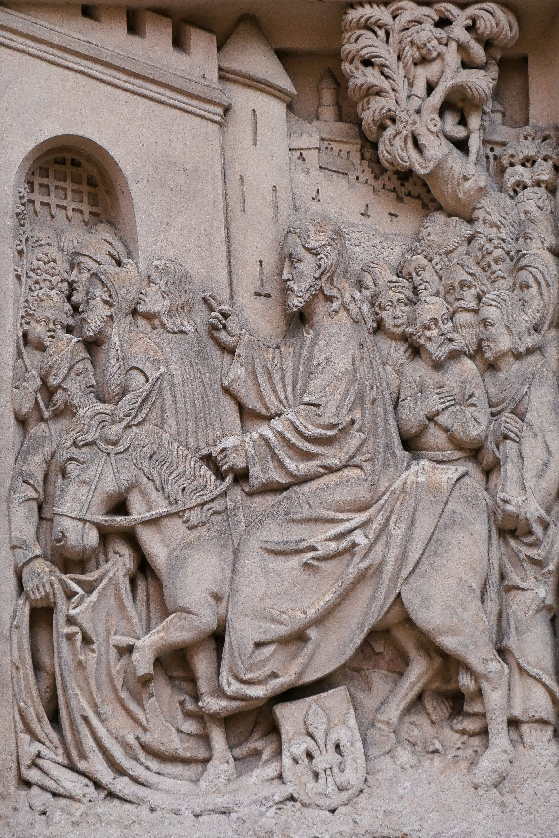 carving - craft product, statue, entry into jerusalem, craft, building exterior, human representation, religion, no people, palm sunday, sculpture, jesus, Phone HD Wallpaper