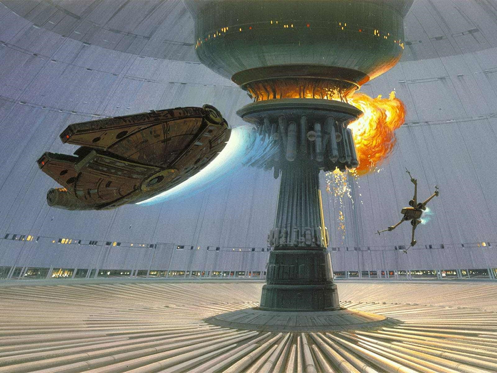 concept, mcquarrie, ralph, wars, death, art, millennium, star, falcon, explosions, 720P, x wing, HD Wallpaper