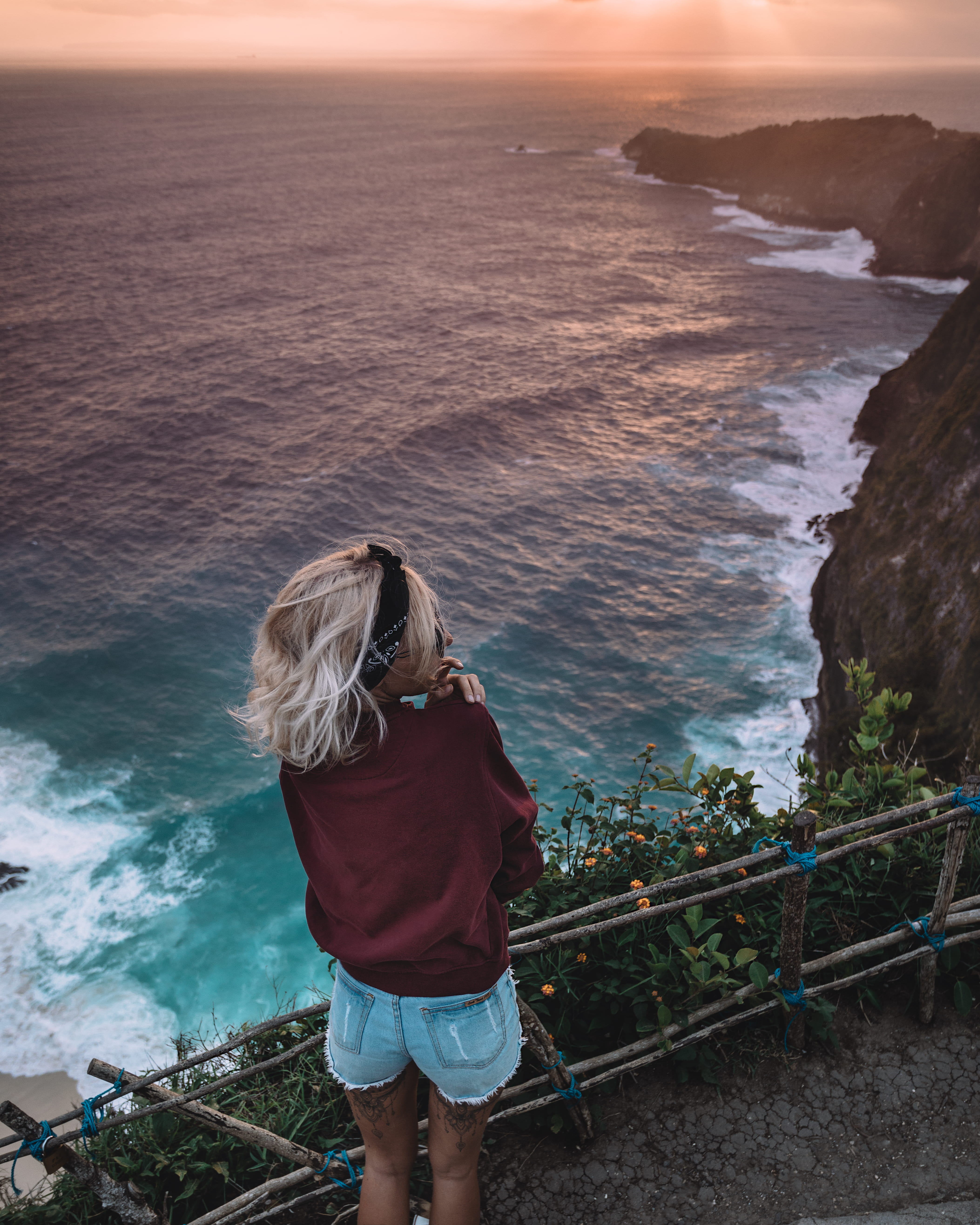 sea, hairstyle, indonesia, one person, leisure activity, standing, women, looking at view, leisure activities, sky, sun hat, clothing, railing, scenics - nature, Phone HD Wallpaper