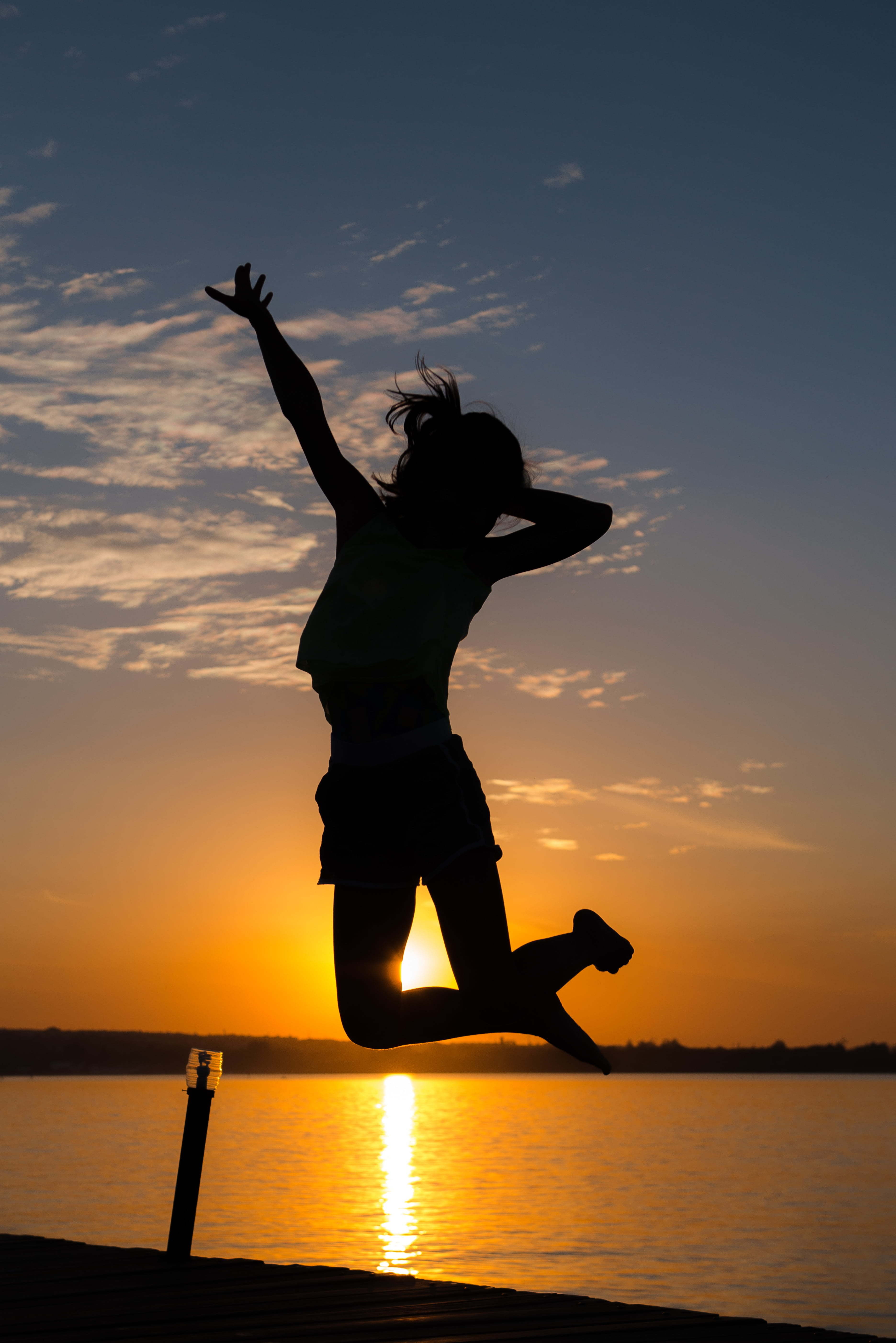 lifestyles, jumping, leisure activity, nature, people, cloud - sky, sunset, scenics - nature, sunlight, orange color, beach, back-light, one person, 5K, Phone HD Wallpaper