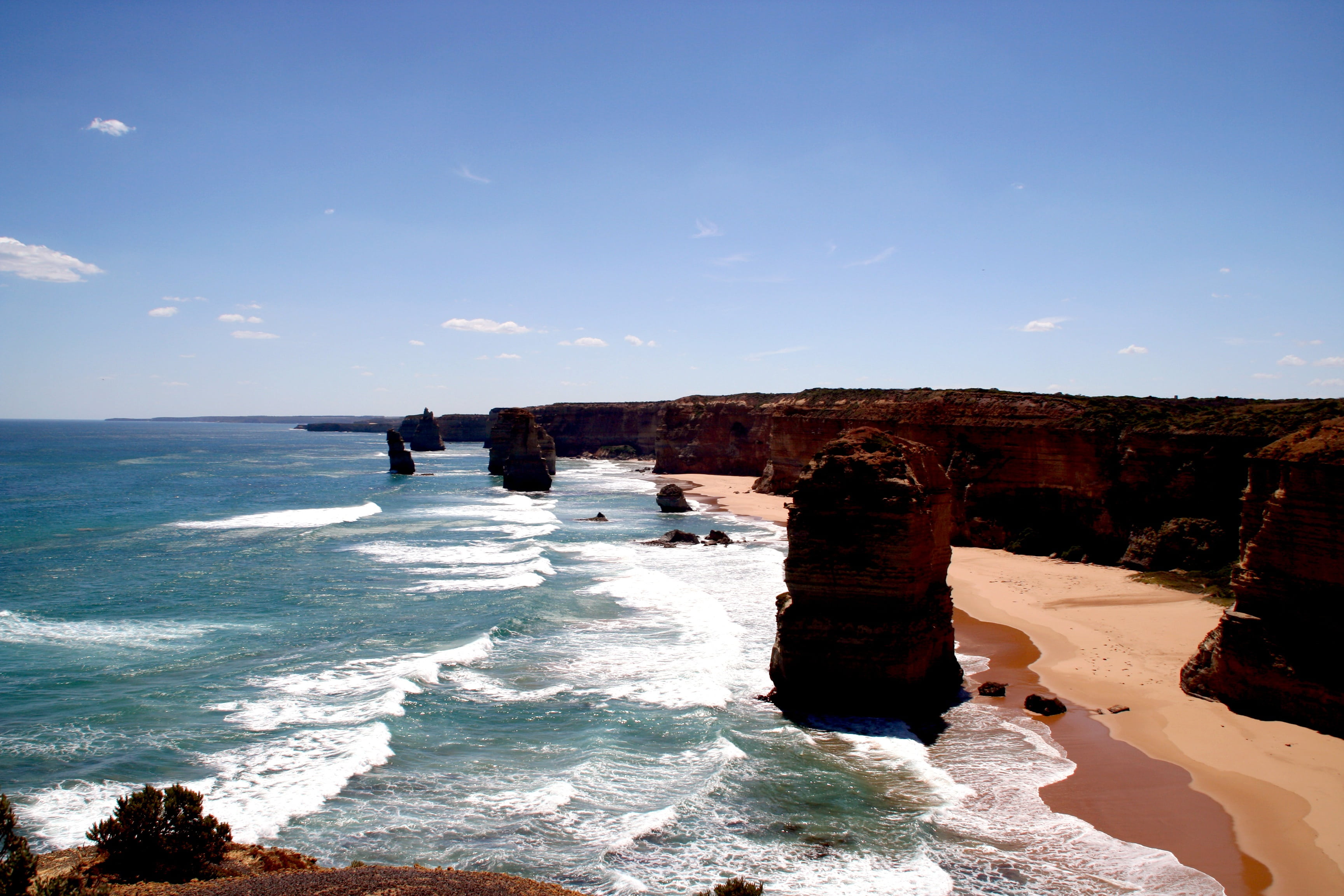water, rock, coast, victoria, twelve apostles, nature, australia, beauty in nature, day, great ocean road, arch, landscape, rock formation, stack rock, HD Wallpaper