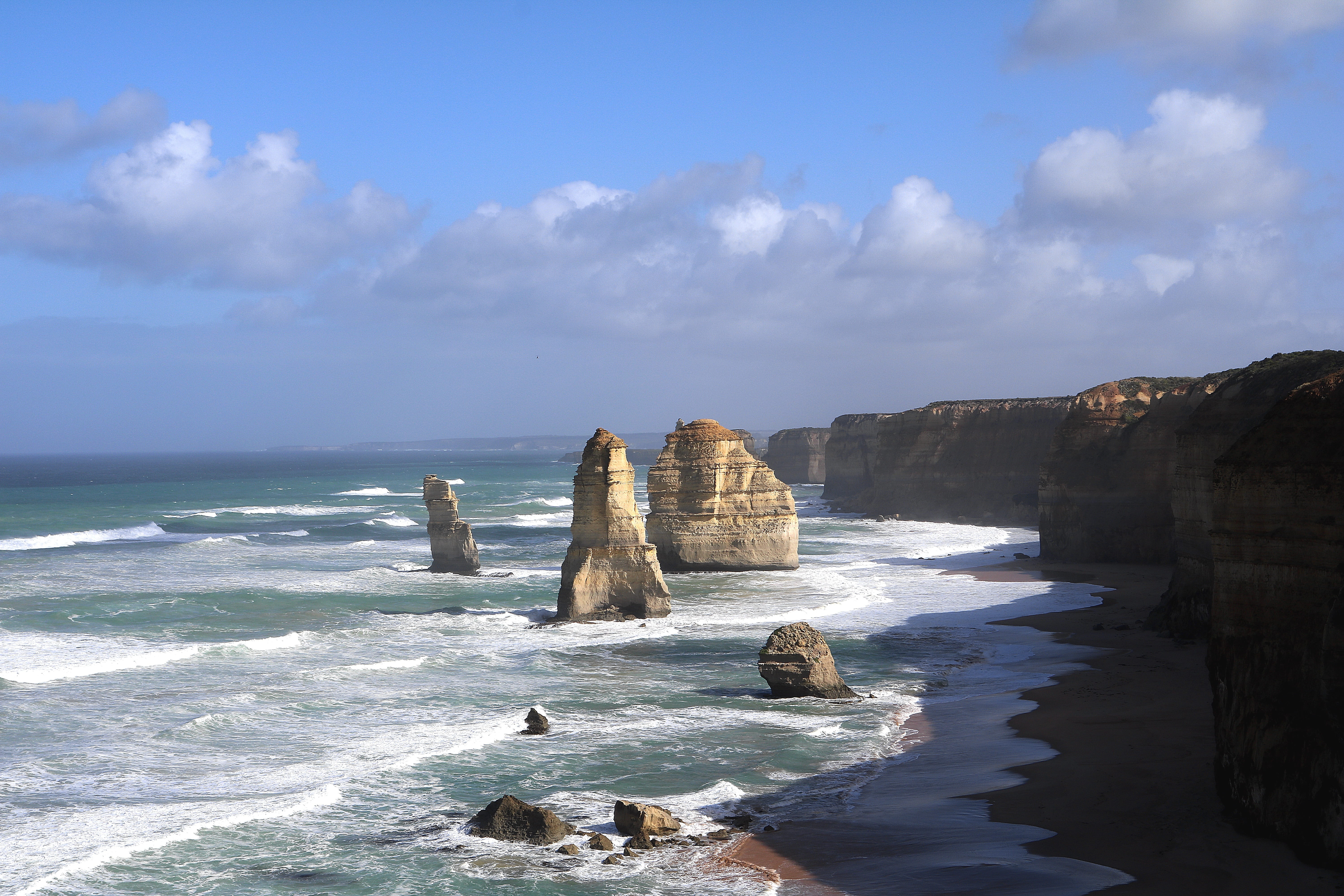 5K, wave, sea, Water, cloud - sky, scenics, beauty in nature, horizon over water, surf, motion, beach, sky, scenics - nature, stack rock, surfing, rock formation, HD Wallpaper