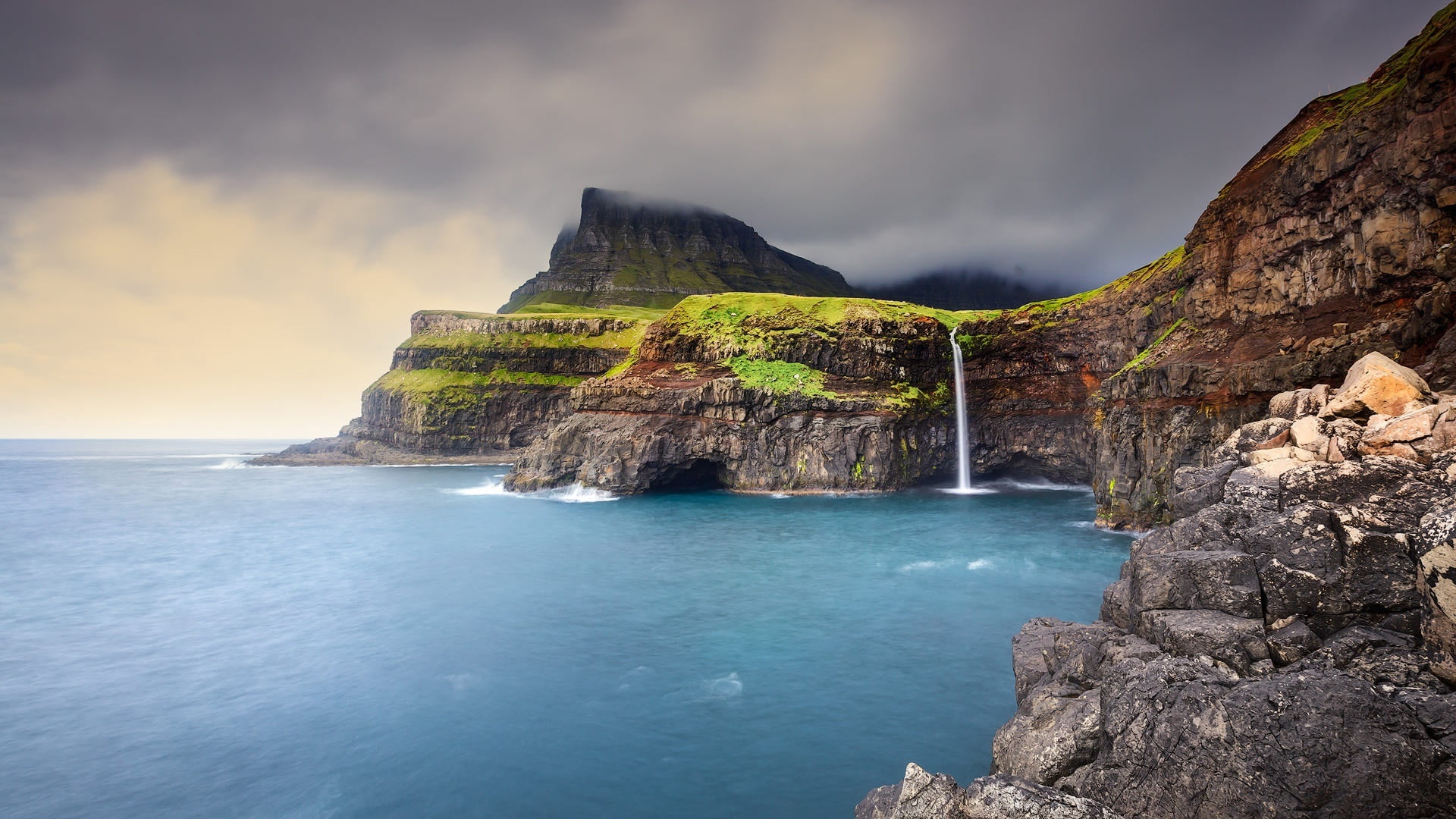 Waterfall, Faroe Islands, Waterfalls, 1080P, HD Wallpaper