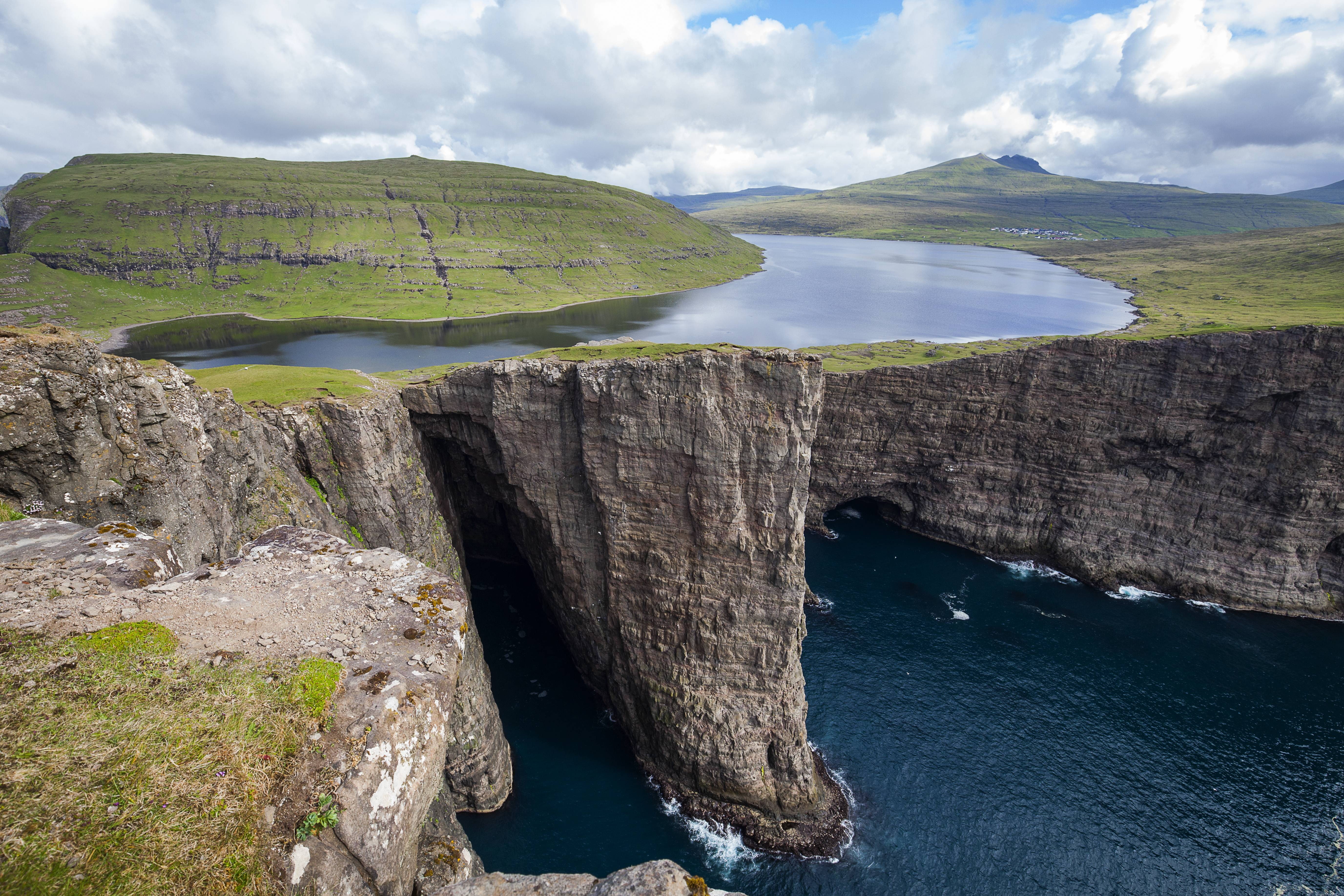 Faroe Islands, landscape, 5K, Lake Sorvagsvatn, nature, water, HD Wallpaper