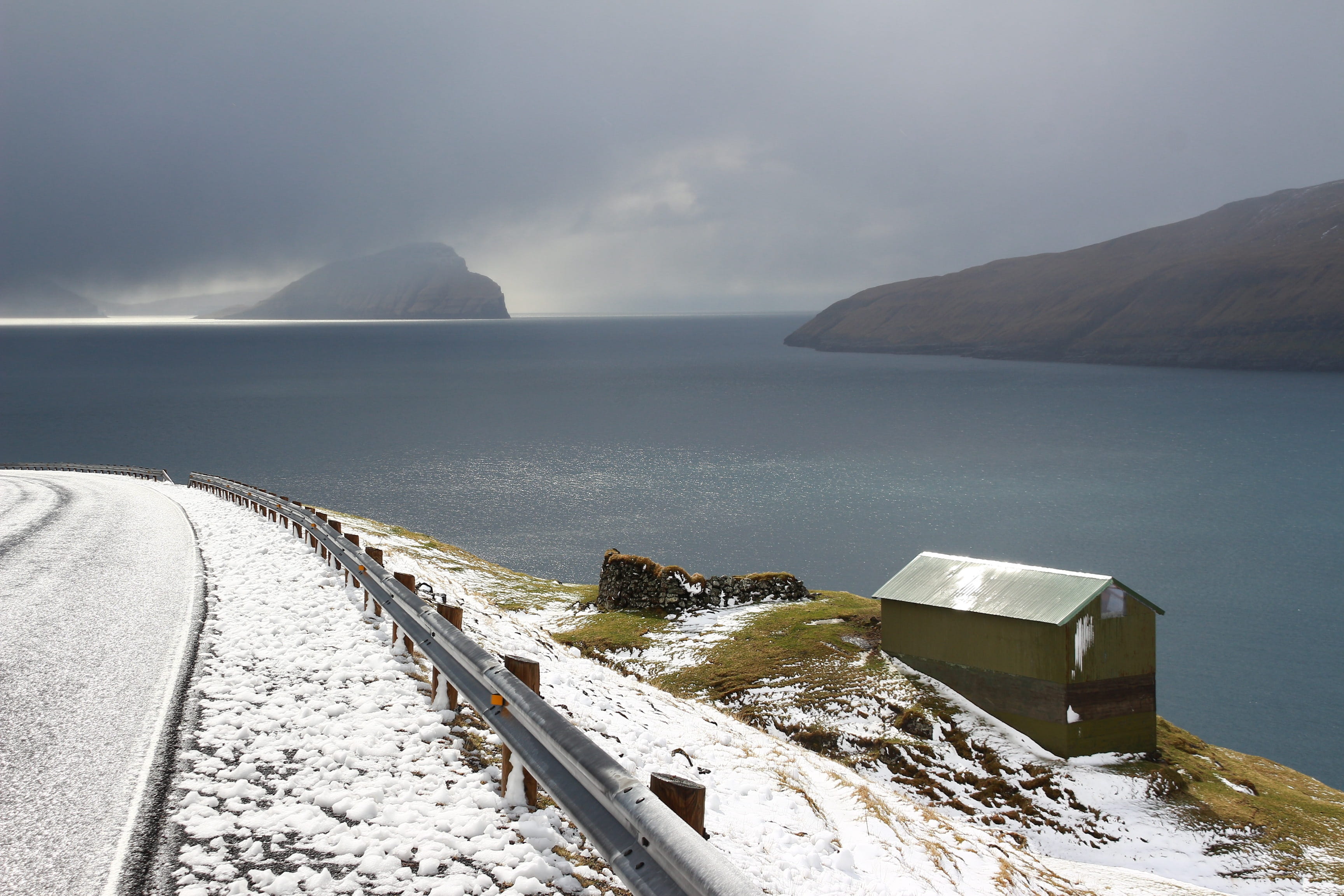 sky, transportation, outdoors, nature, snow, cold temperature, cloud - sky, winter, beach, Faroe Islands, day, sea, island, Foroyar, no people, land, 2K, HD Wallpaper