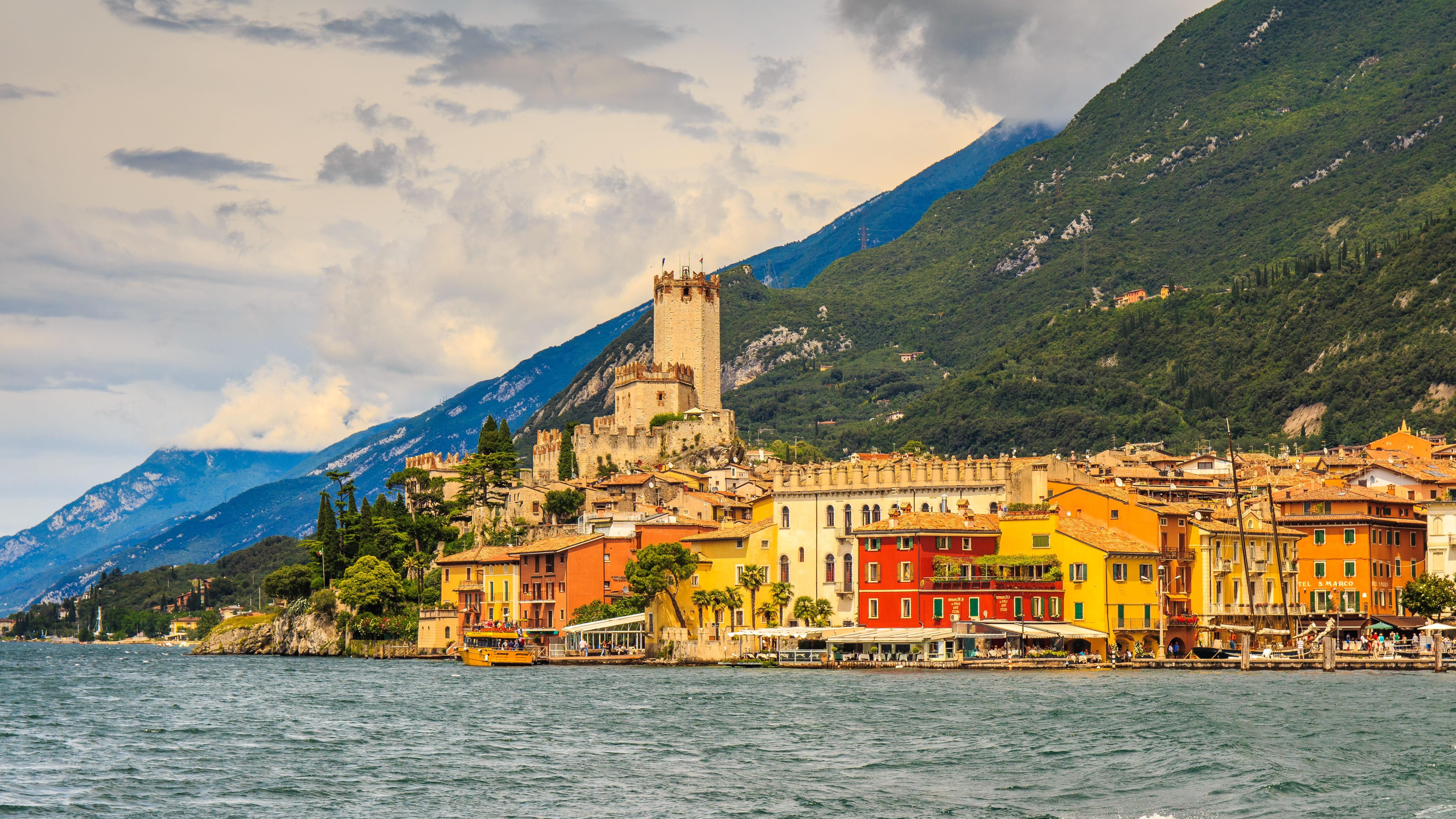 view, transportation, outlook, mountain range, water, idyllic, scenics - nature, waterfront, outdoors, italy, nature, holidays, sea, market, castle, no people, HD Wallpaper