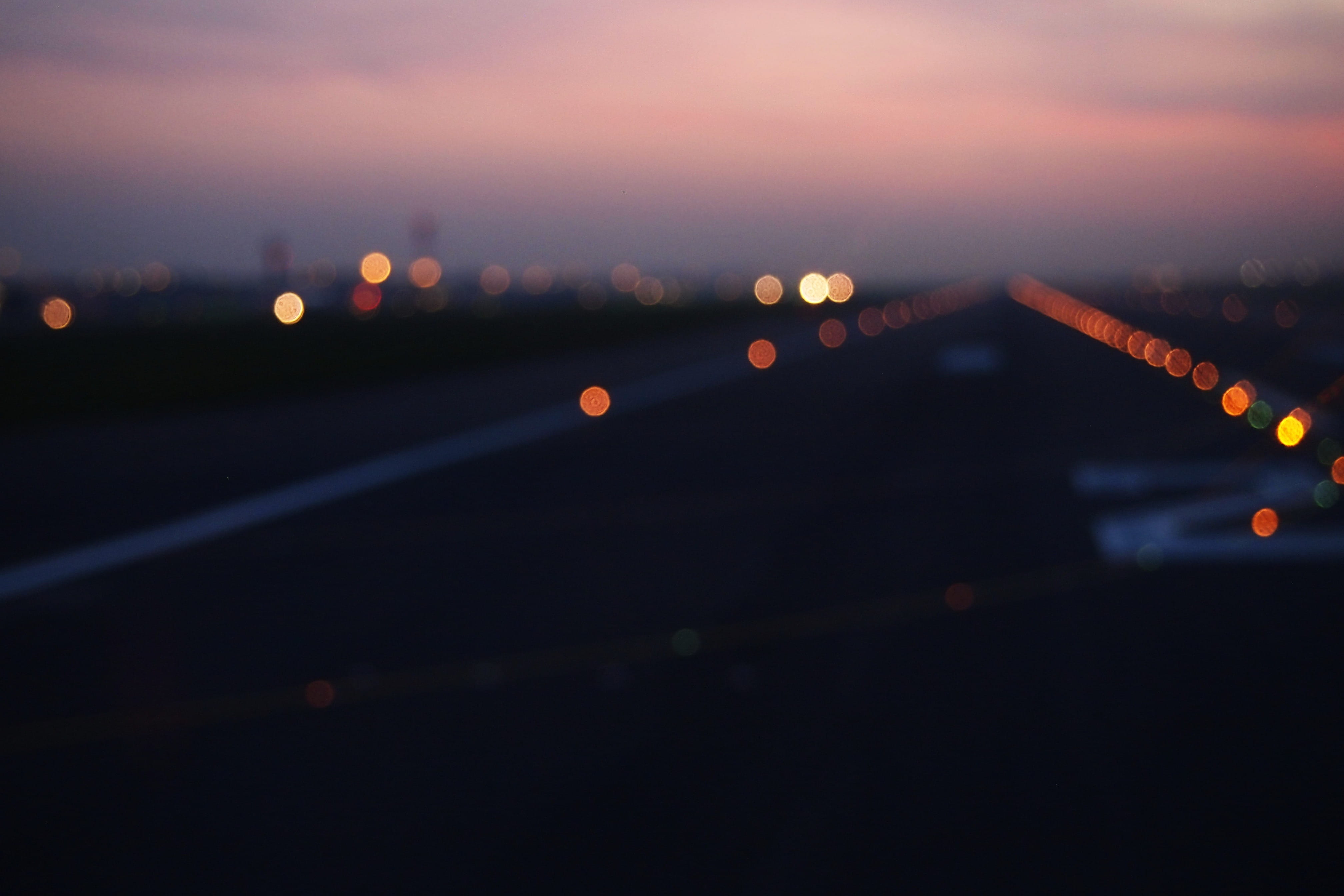 fly, transport, background, departure, purple, points, architecture, abstract, photography, airport, distance, strartbahn, night, horizon, runway, road, HD Wallpaper