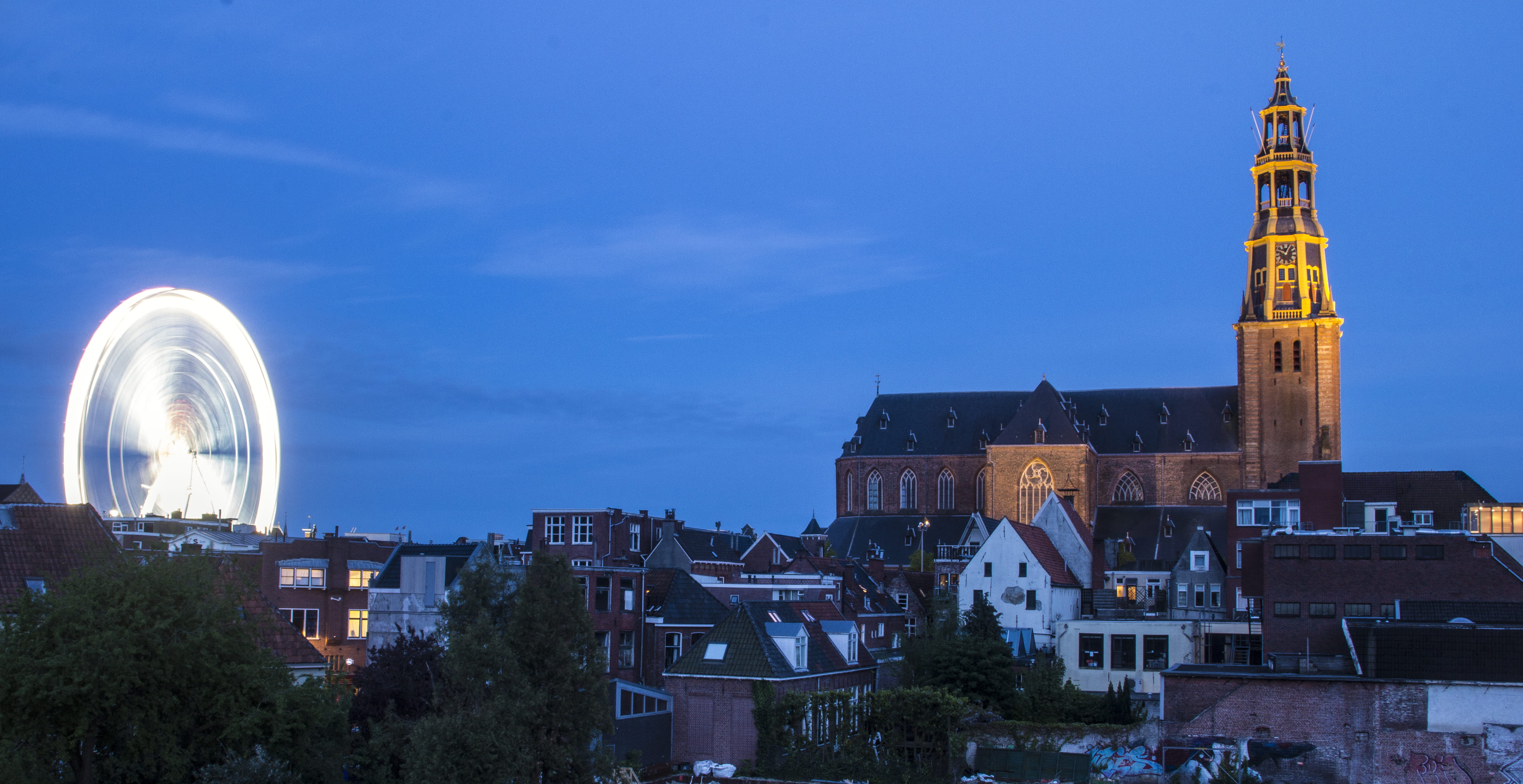 built structure, city, overview, groningen, travel destinations, spirituality, ferris wheel, residential district, cityscape, nature, netherlands, skyscraper, HD Wallpaper