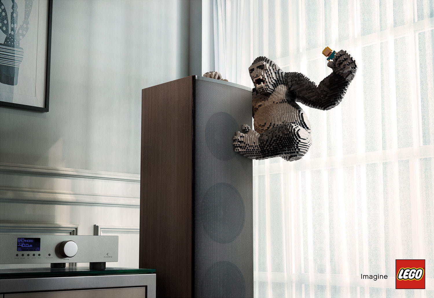mammal, music, toys, King Kong, furniture, monkey, humor, logo, vertebrate, domestic animals, receiver, home, window, indoors, curtain, representation, HD Wallpaper